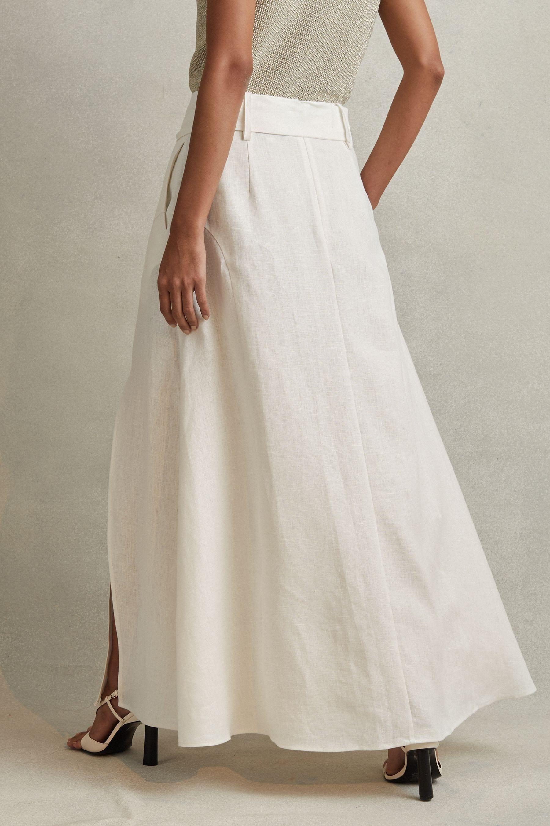 Reiss Abigail White High Rise Linen Maxi Skirt Us 14 in Natural Lyst