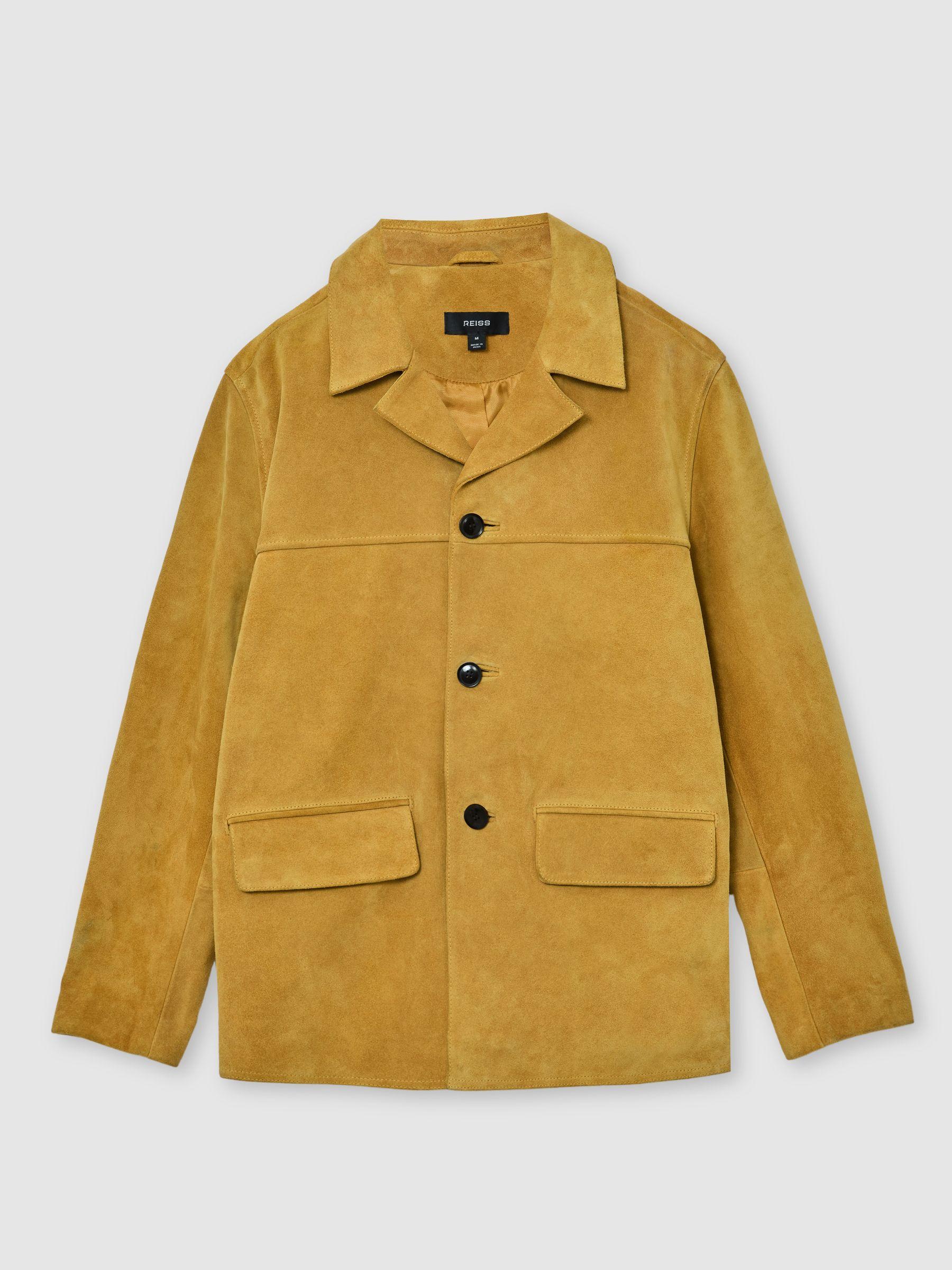 Reiss Silvano - Mustard Yellow Suede Heavyweight Overshirt, M for 