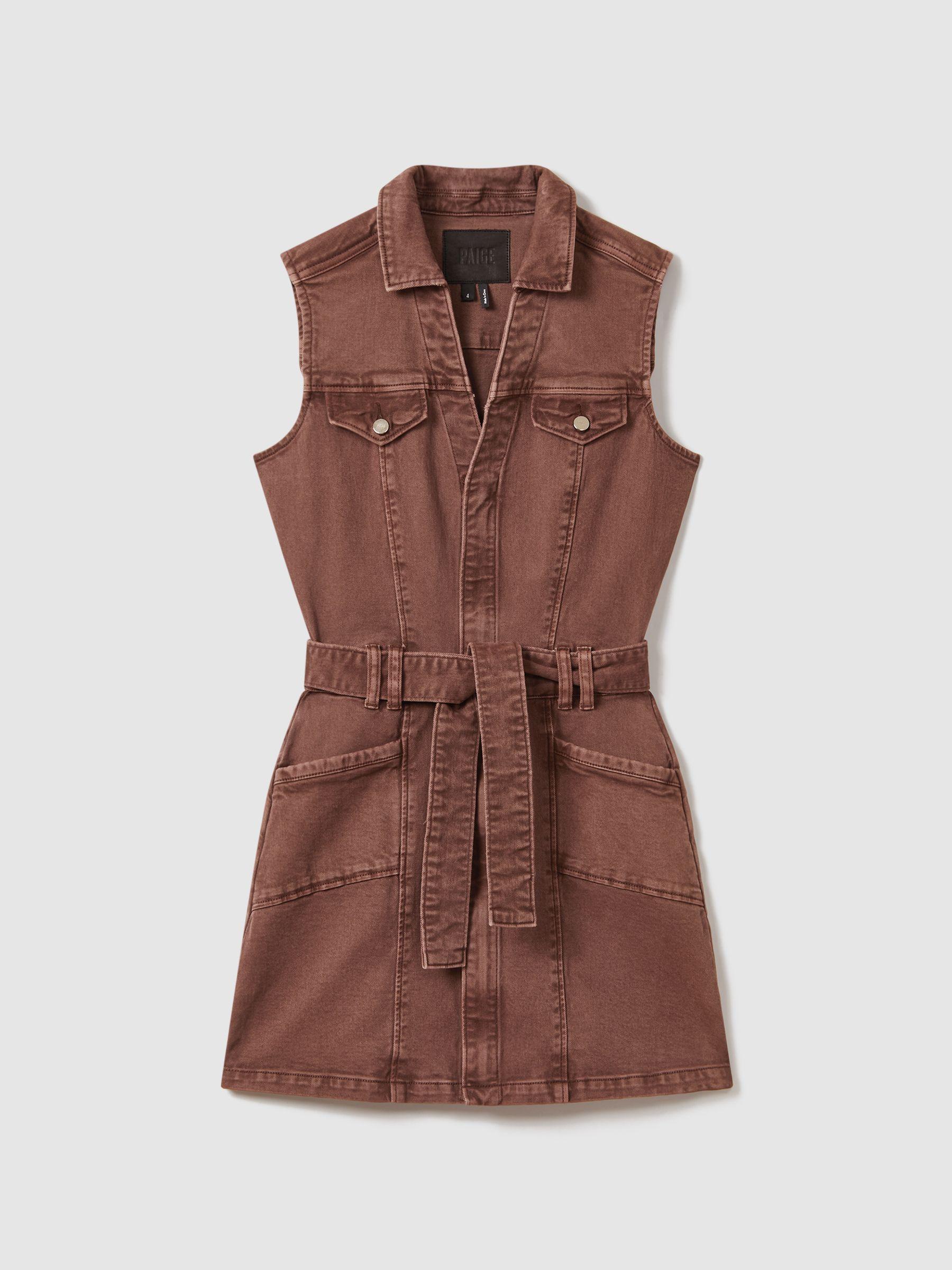 PAIGE Denim Mini Dress in Brown | Lyst
