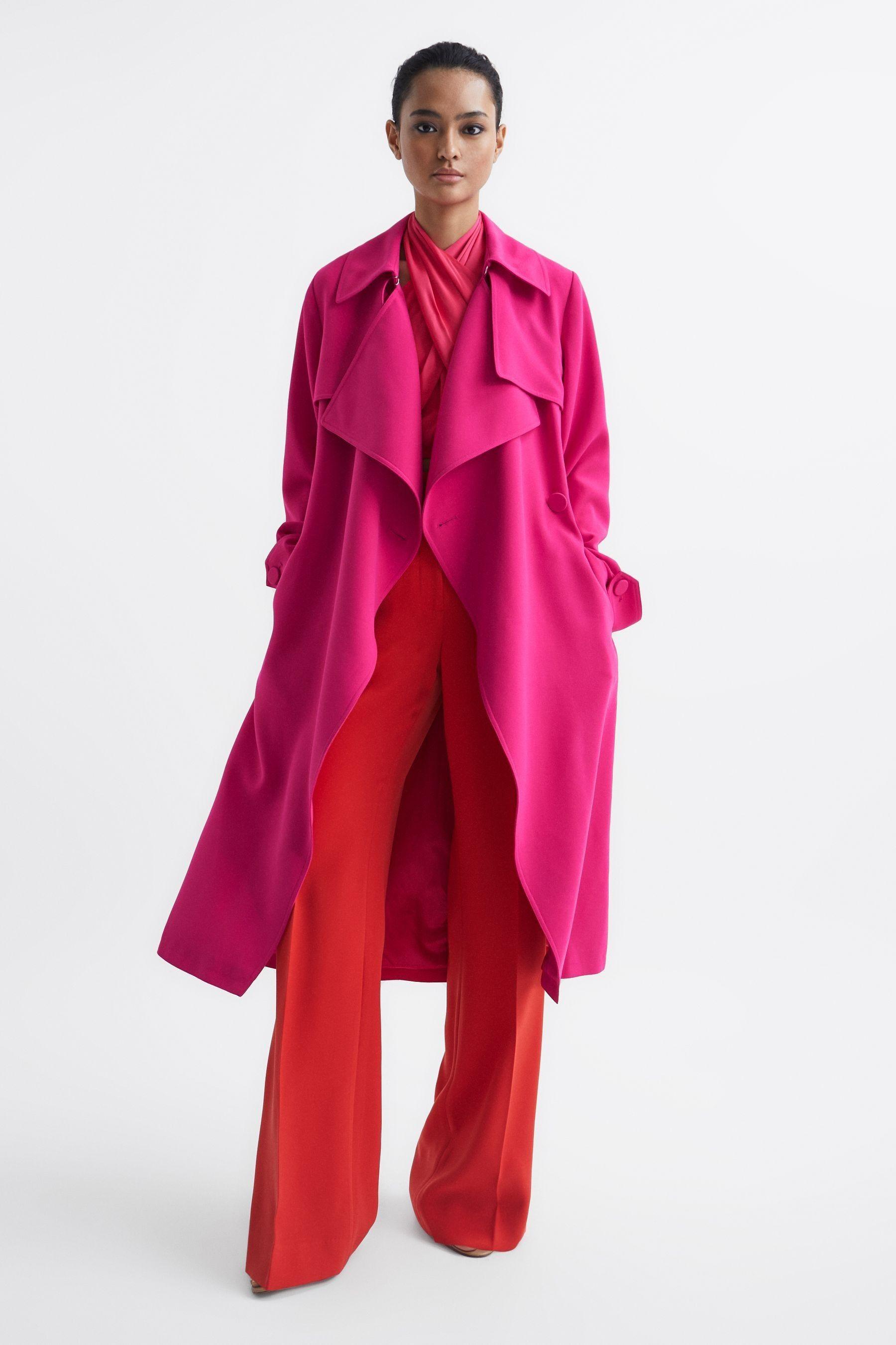 Reiss Eden - Pink Trench Coat in Red | Lyst
