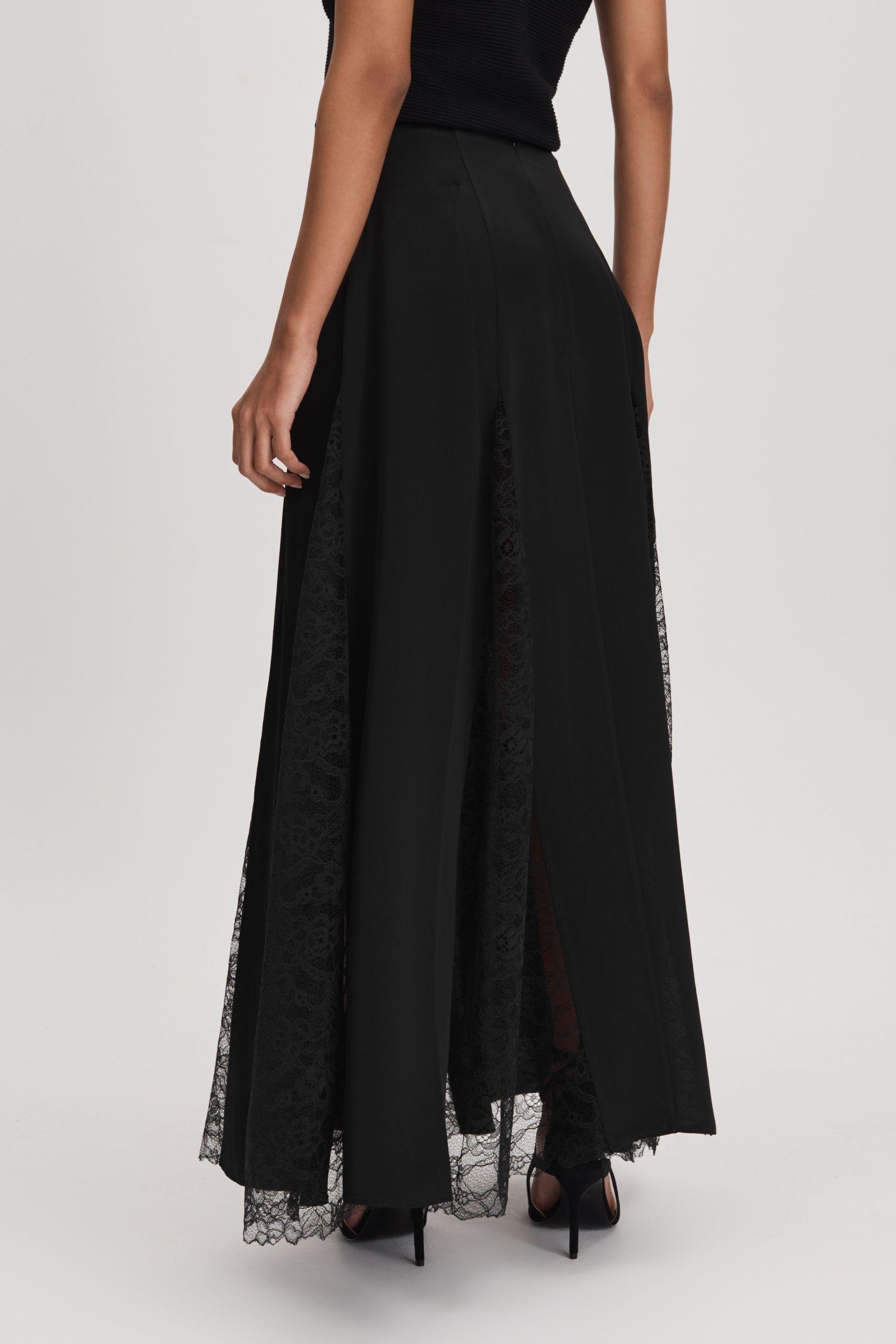 【THE MOZZ】Anna Long Skirt Maxi Skirt With Front Split In Block Animal Print In Black