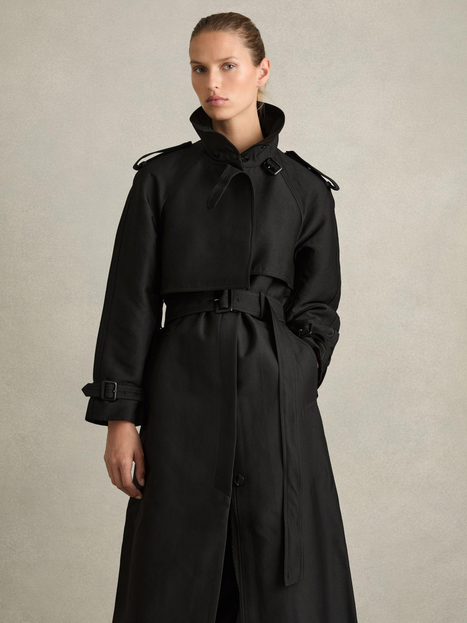 Reiss Gabardine Trench Coat With Cotton in Black Lyst UK
