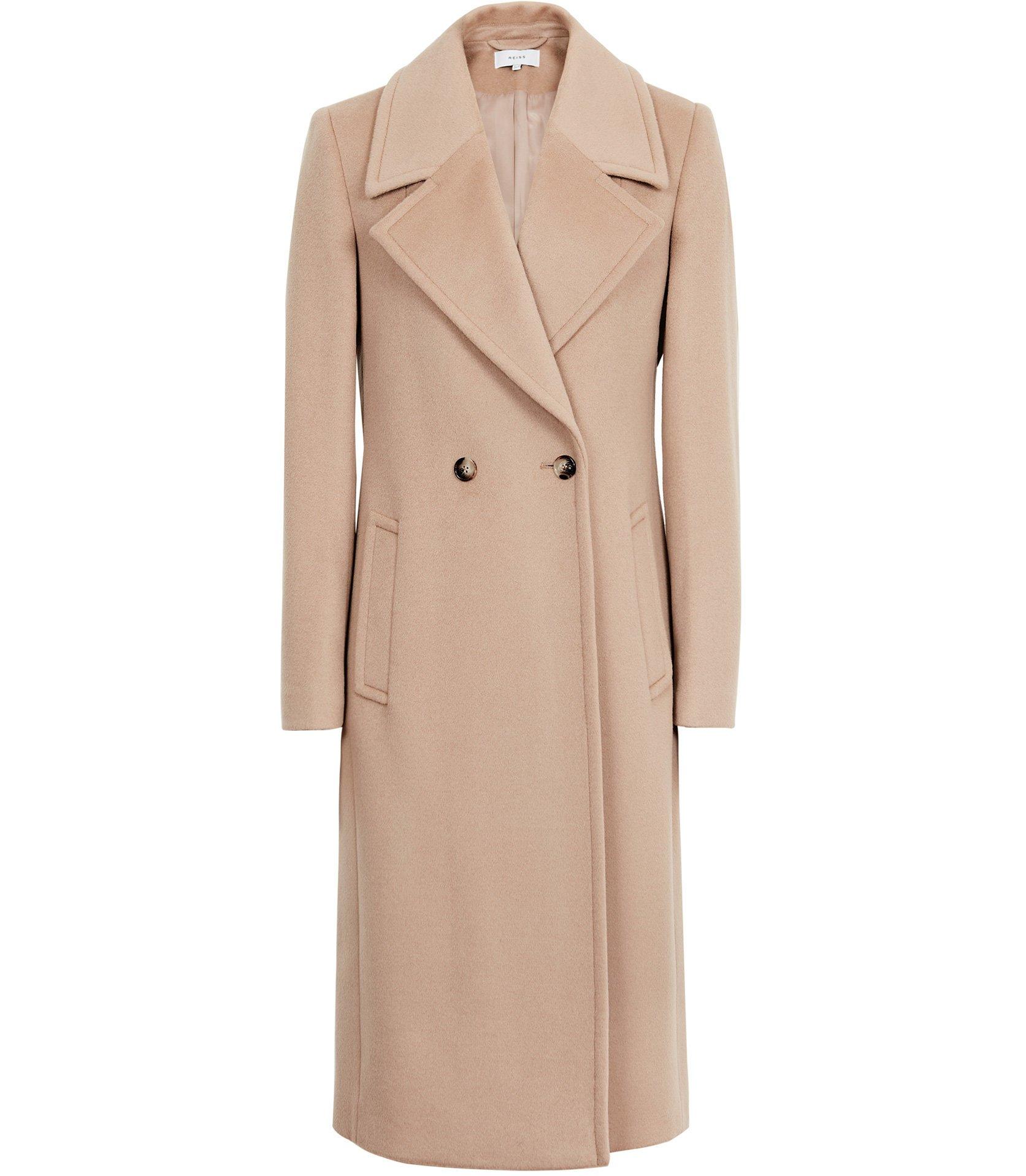 Reiss Lawson - Double-breasted Longline Coat in Camel (Natural) - Lyst
