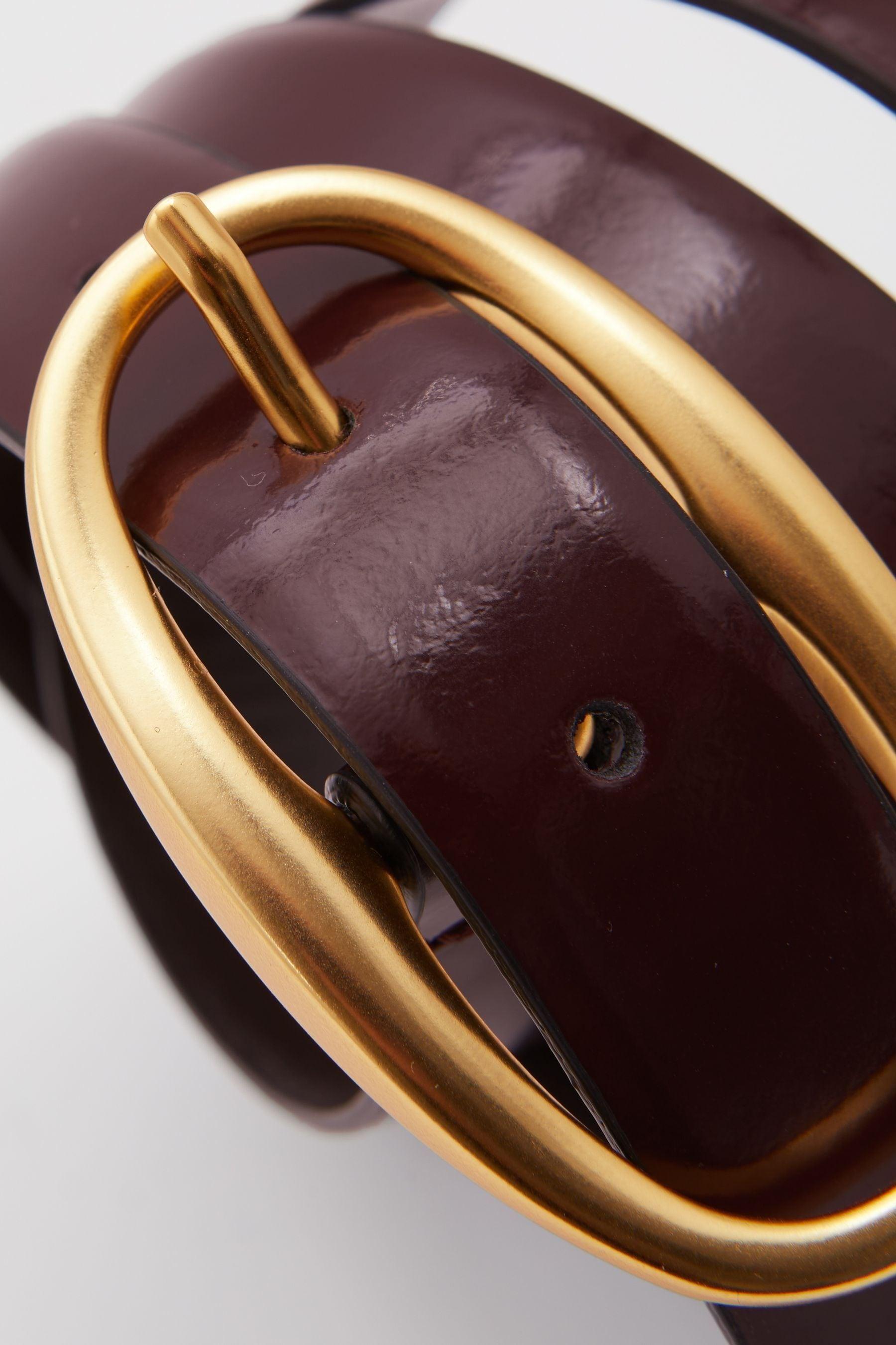 Reiss Patent Leather Oval Buckle Belt in Oxblood Burgundy *GREAT CONDITION* Sz M Reiss Drew - Oxblood Patent Leather Oval Buckle Belt, M in  main image 2