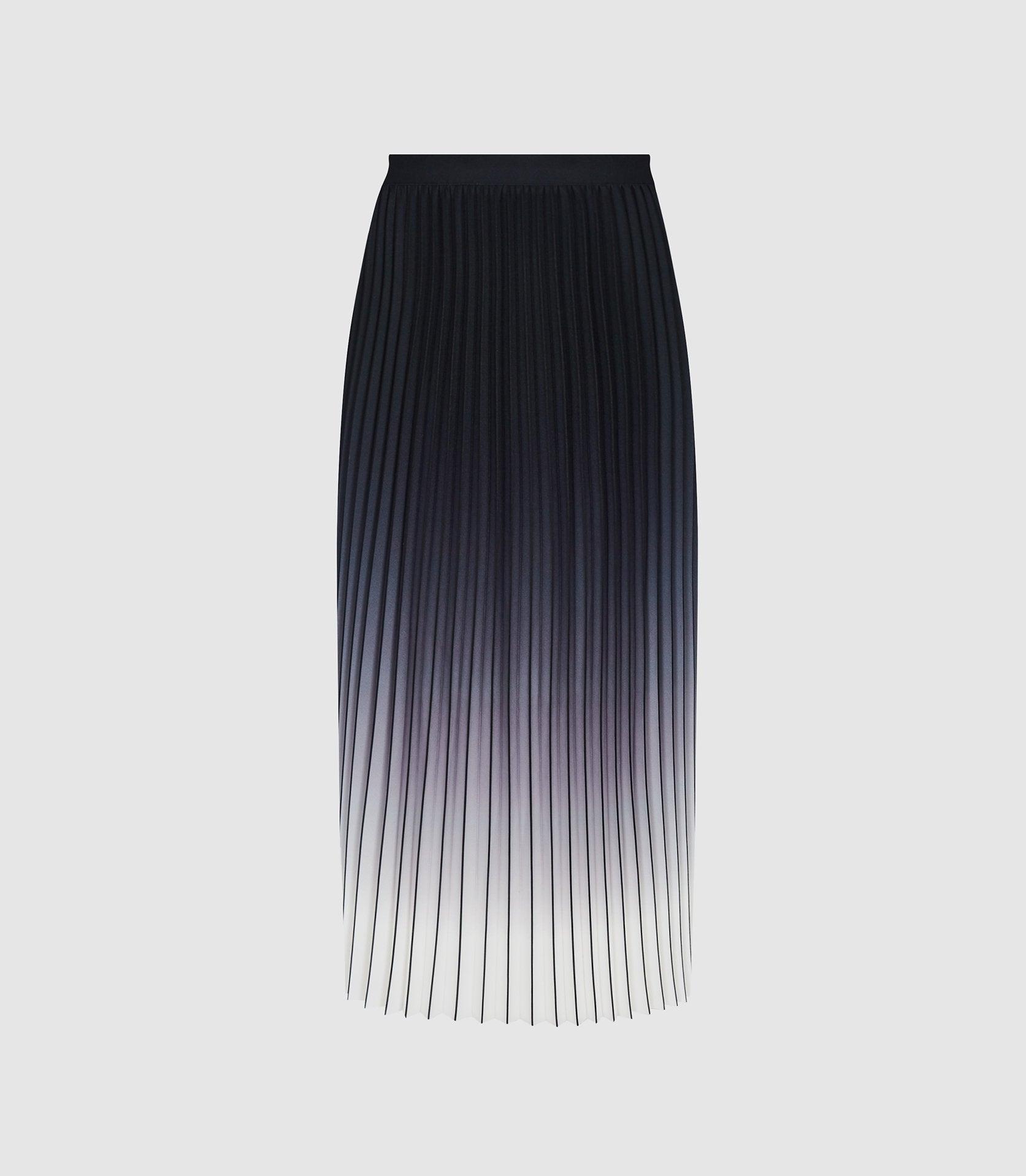 Reiss Mila - Ombre Pleated Midi Skirt in Black | Lyst