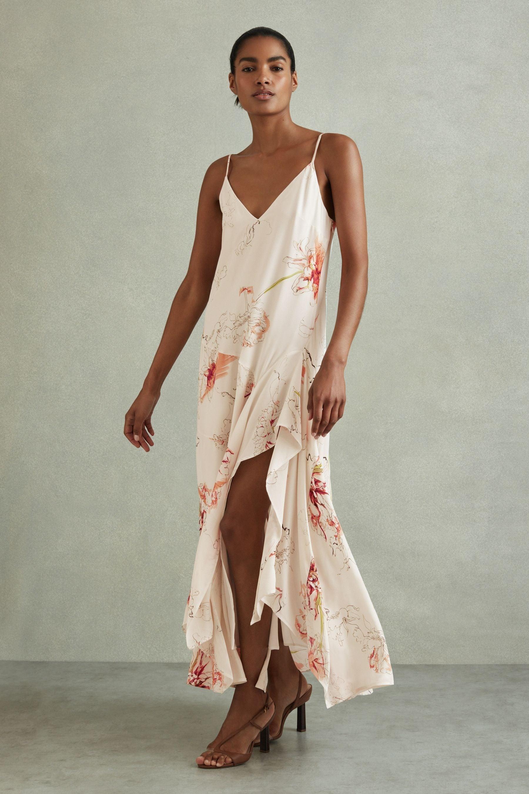 【海外限定】REISSワンピース☆ie Mixed Print Midi Dress, Reiss Fitted Floral Print Midi Dress in Black/Pink - REISS