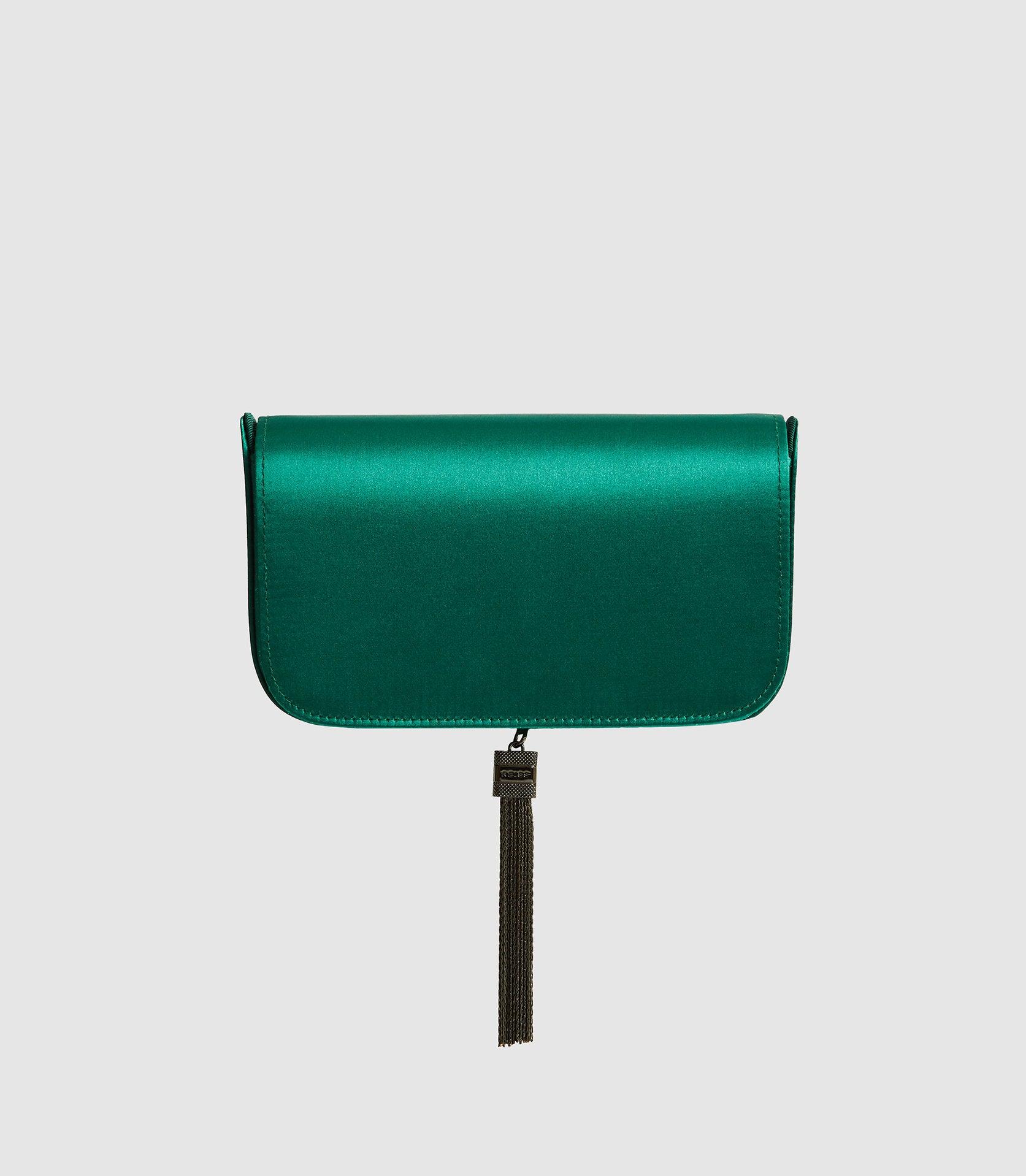 Reiss Satin Clutch Bag in Green | Lyst