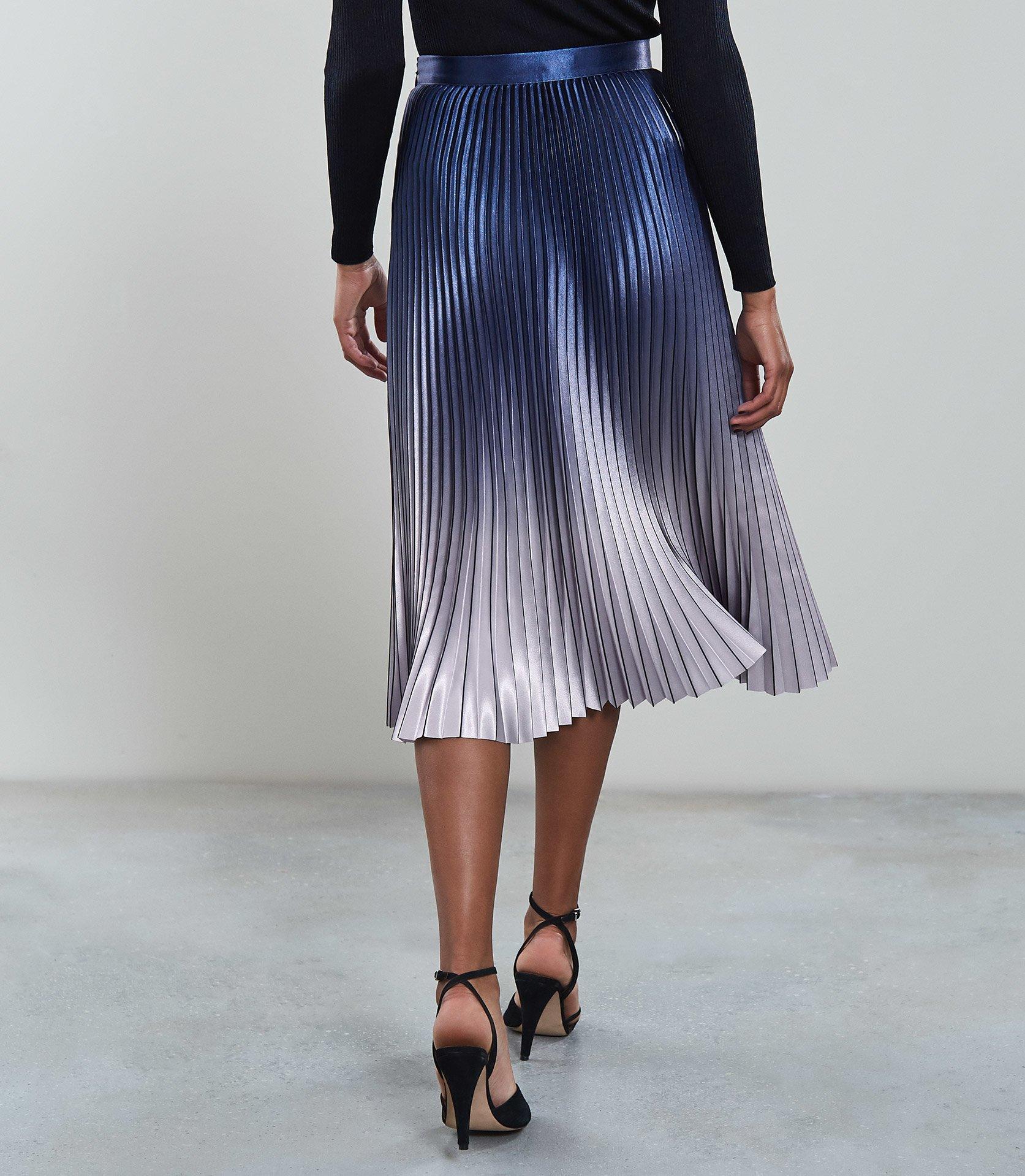 Reiss Silk Anna - Metallic Ombre Pleated Midi Skirt in Blue - Lyst