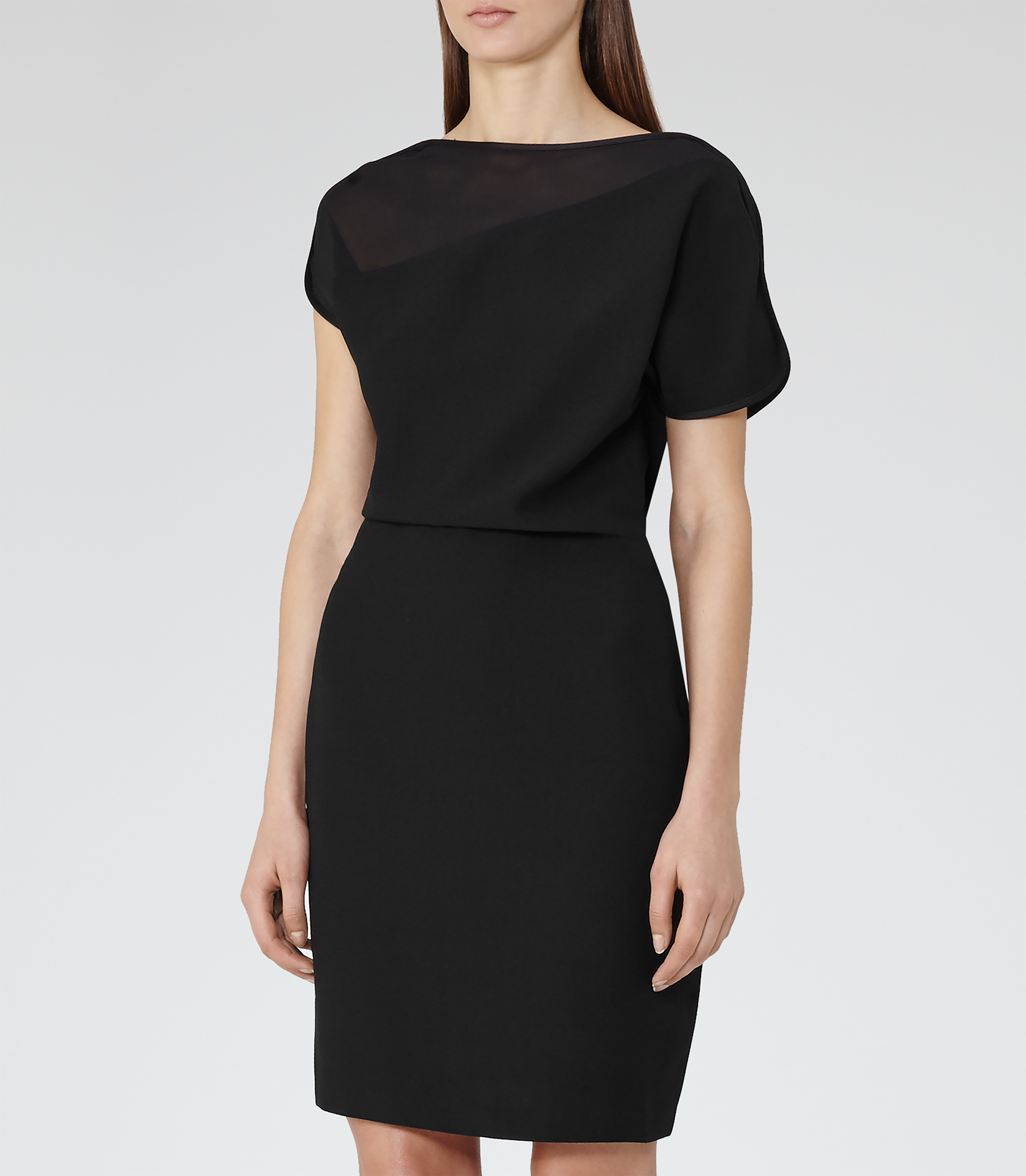 Lyst Reiss Salma Slashneck Dress in Black