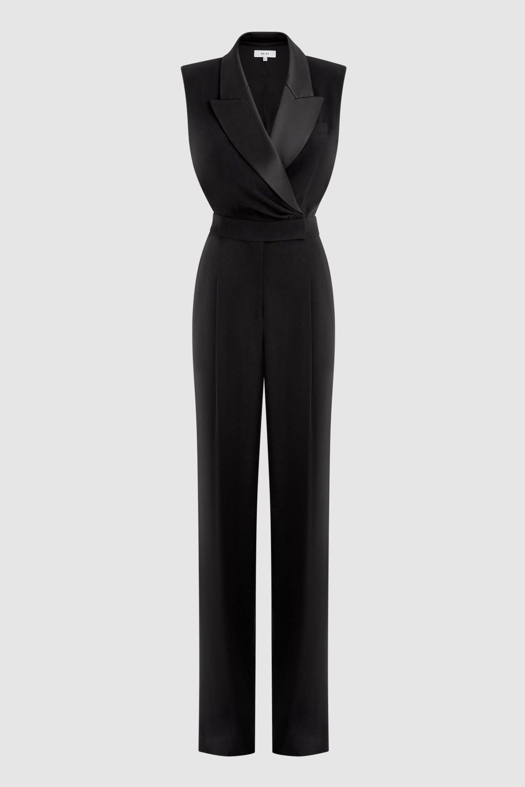 Petite Tuxedo Jumpsuit