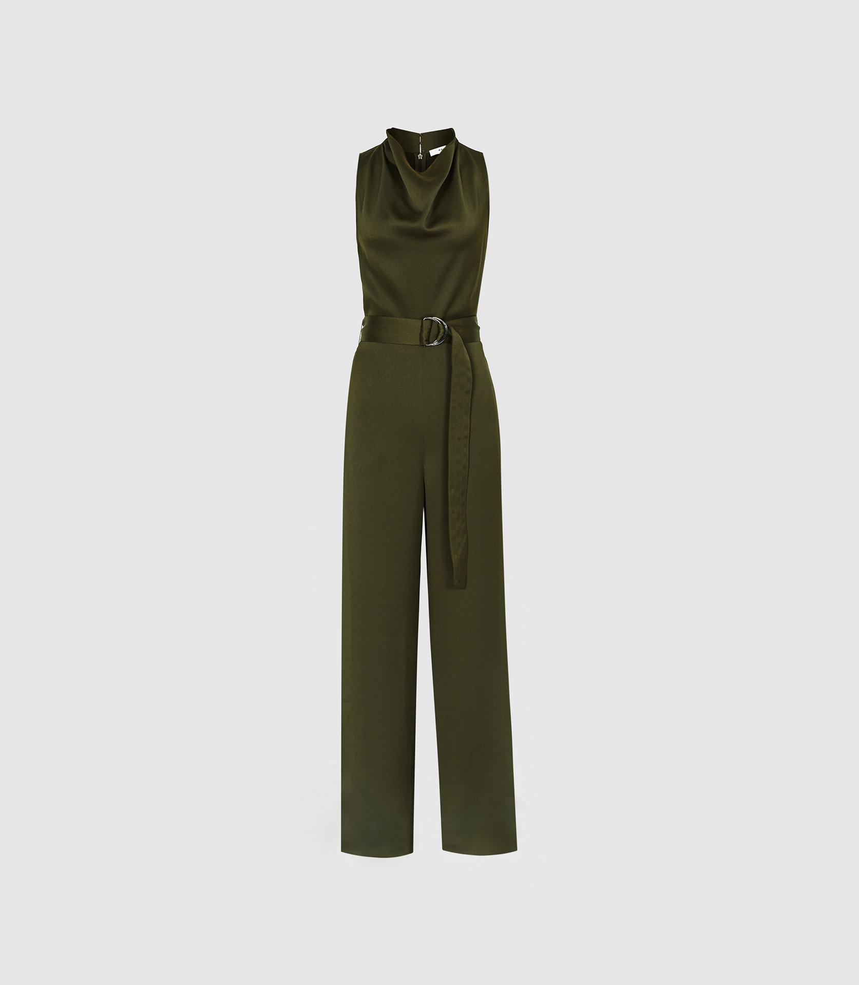 Reiss Synthetic Belted Jumpsuit in Khaki (Green) Lyst