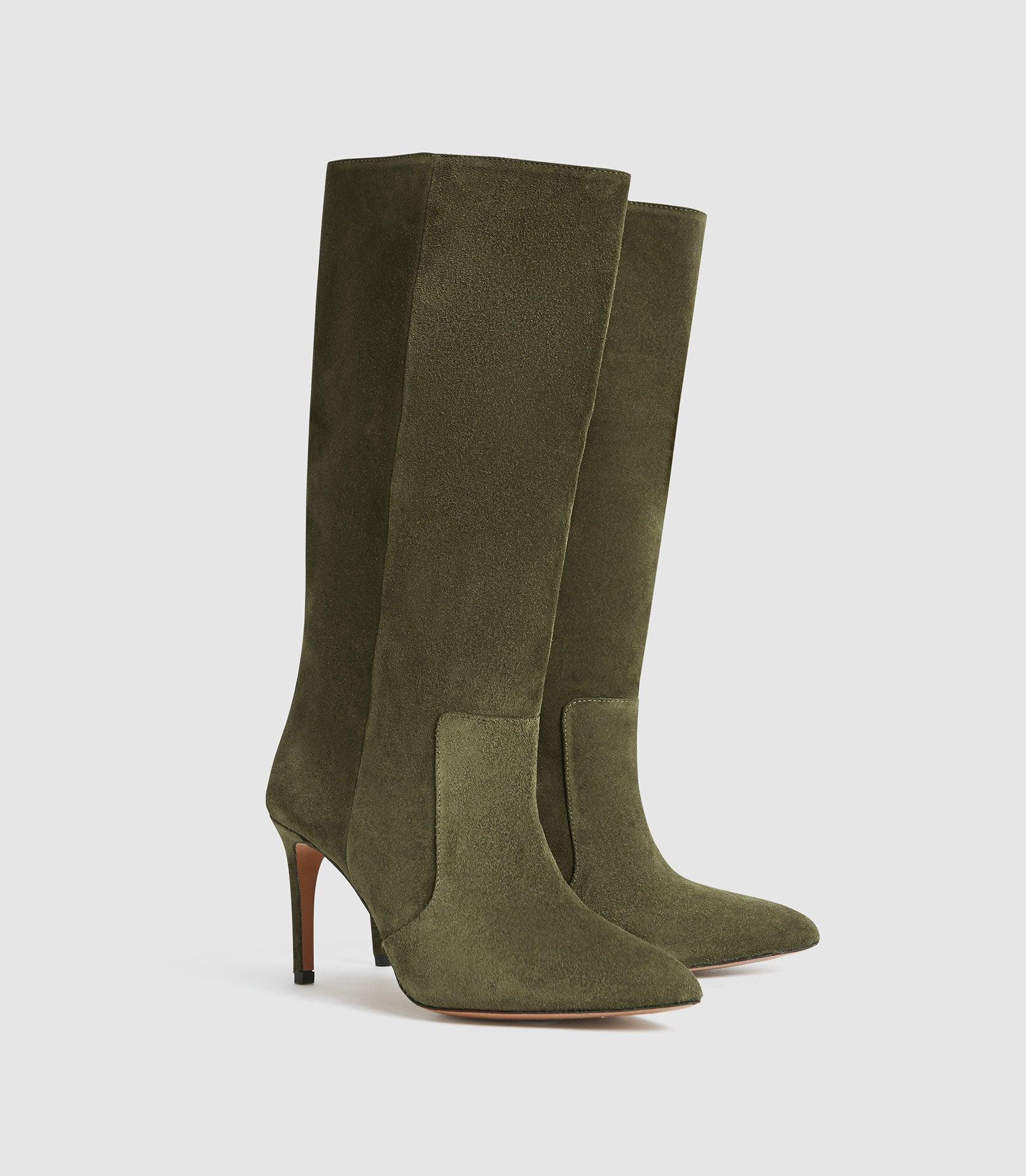 suede pointed toe booties
