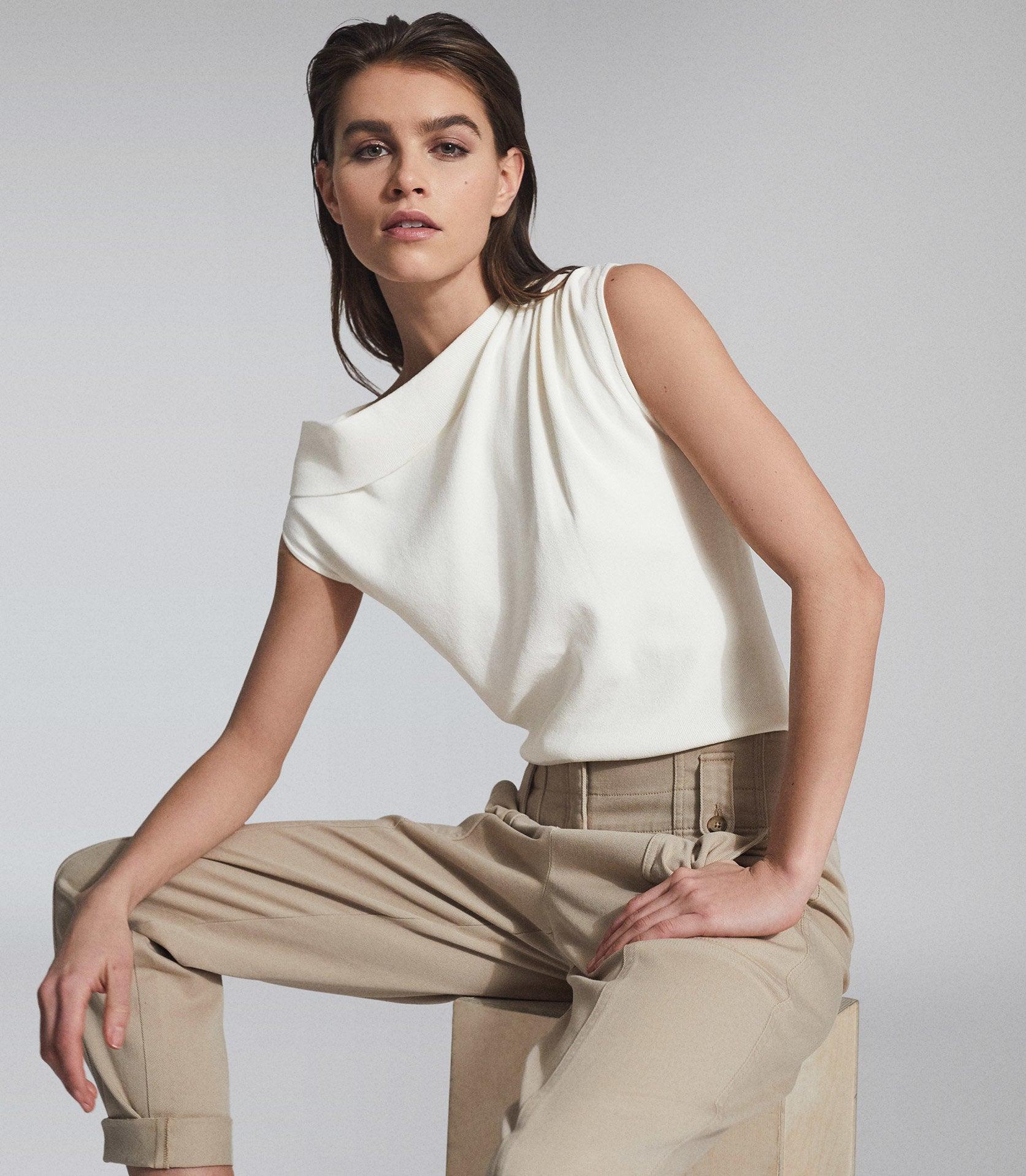Reiss Mila - Asymmetric Fine Knit Top in White | Lyst
