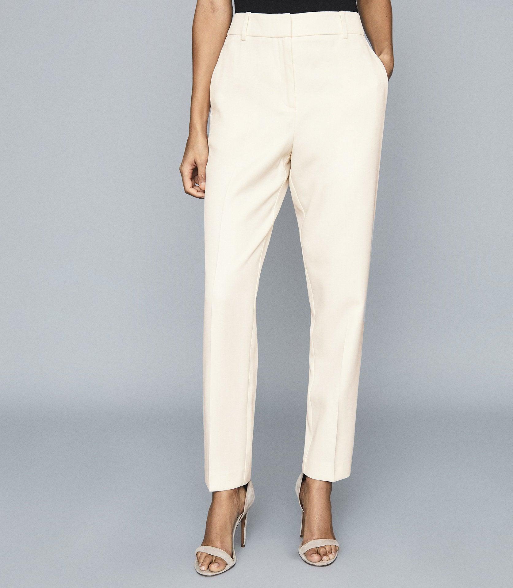 Reiss Synthetic Edie - Tailored Slim-leg Trousers in Ivory (White) - Lyst