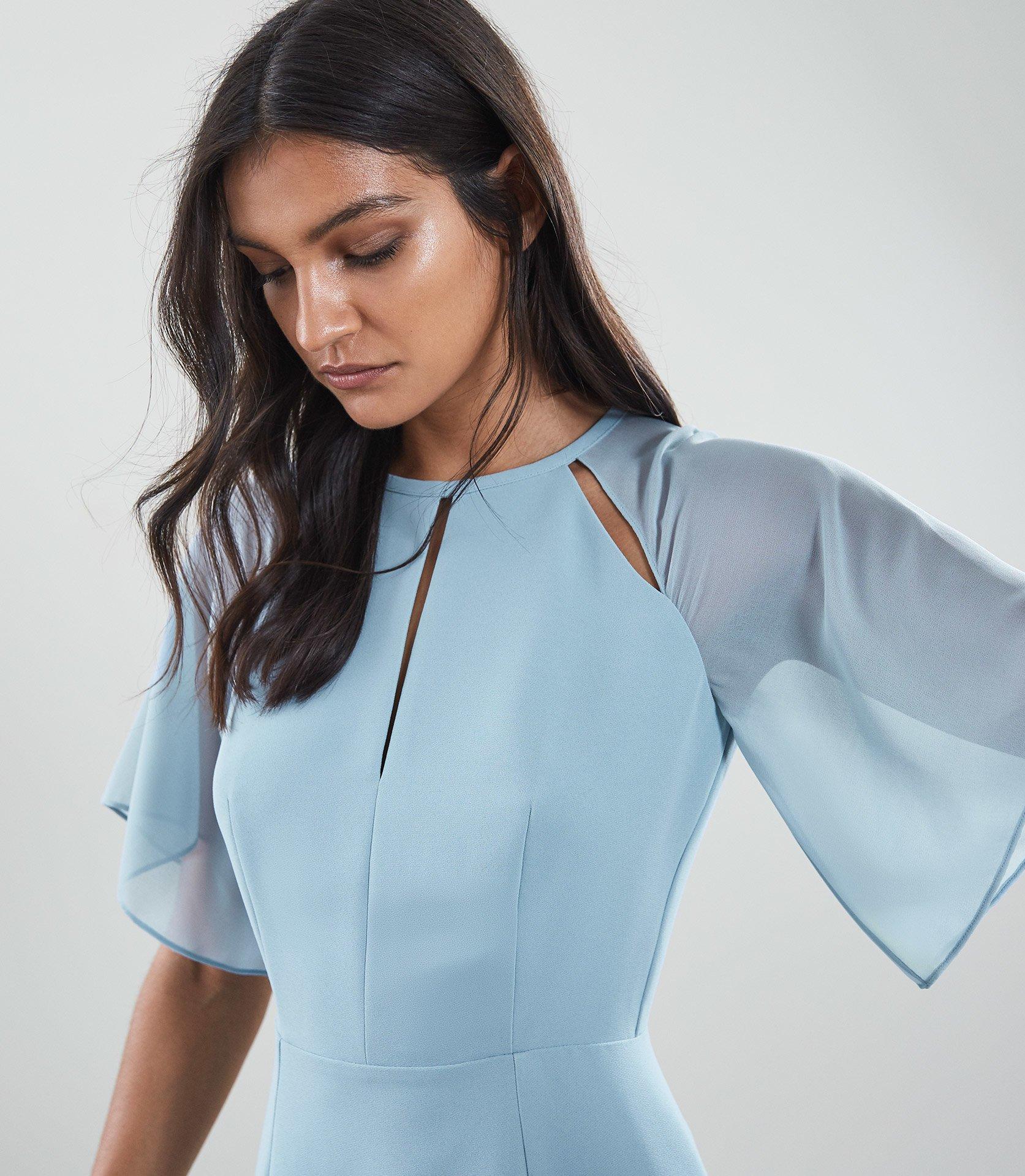 reiss asymmetric midi dress blue