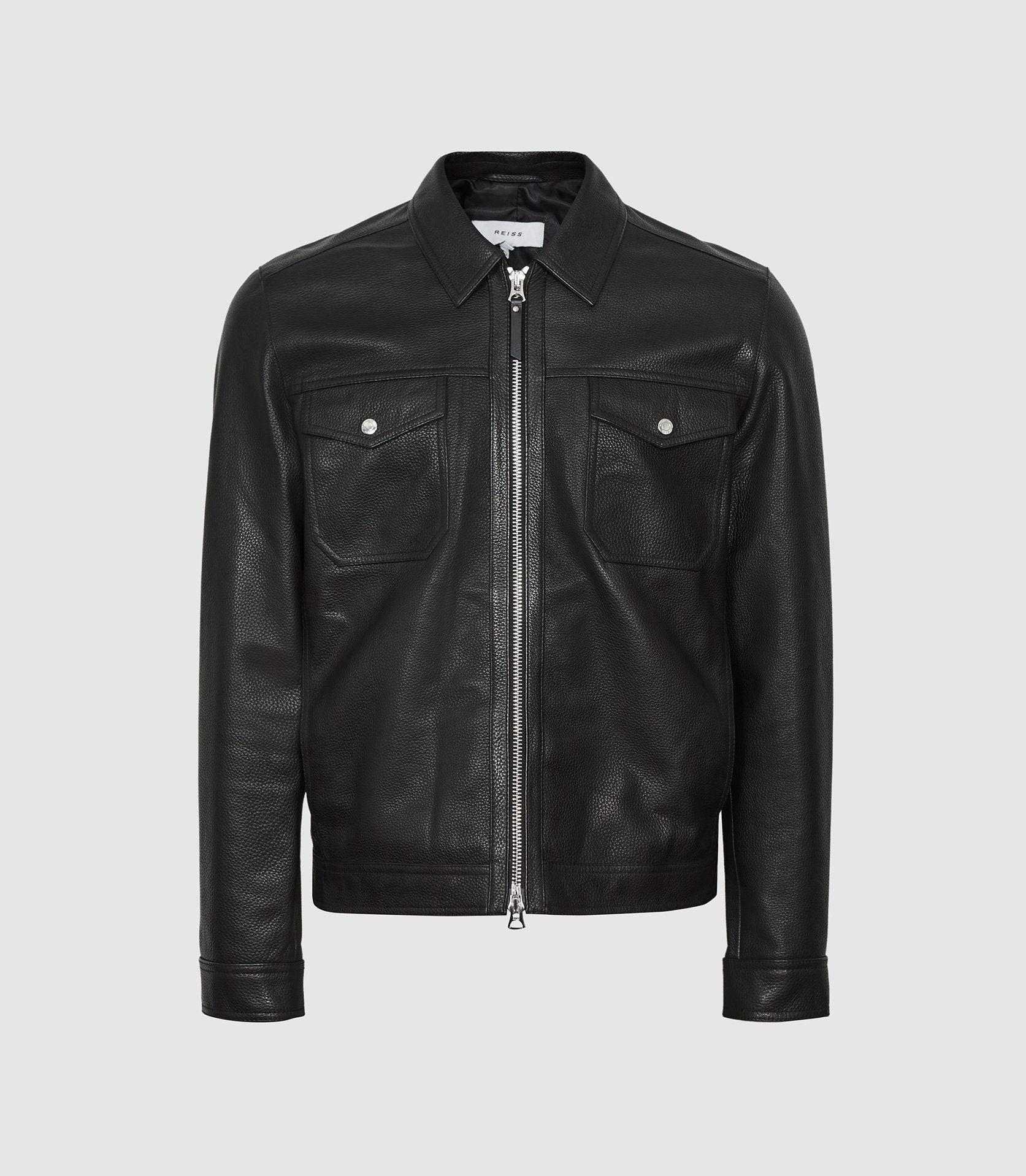 Reiss Cooper - Zip Through Leather Jacket in Black for Men | Lyst
