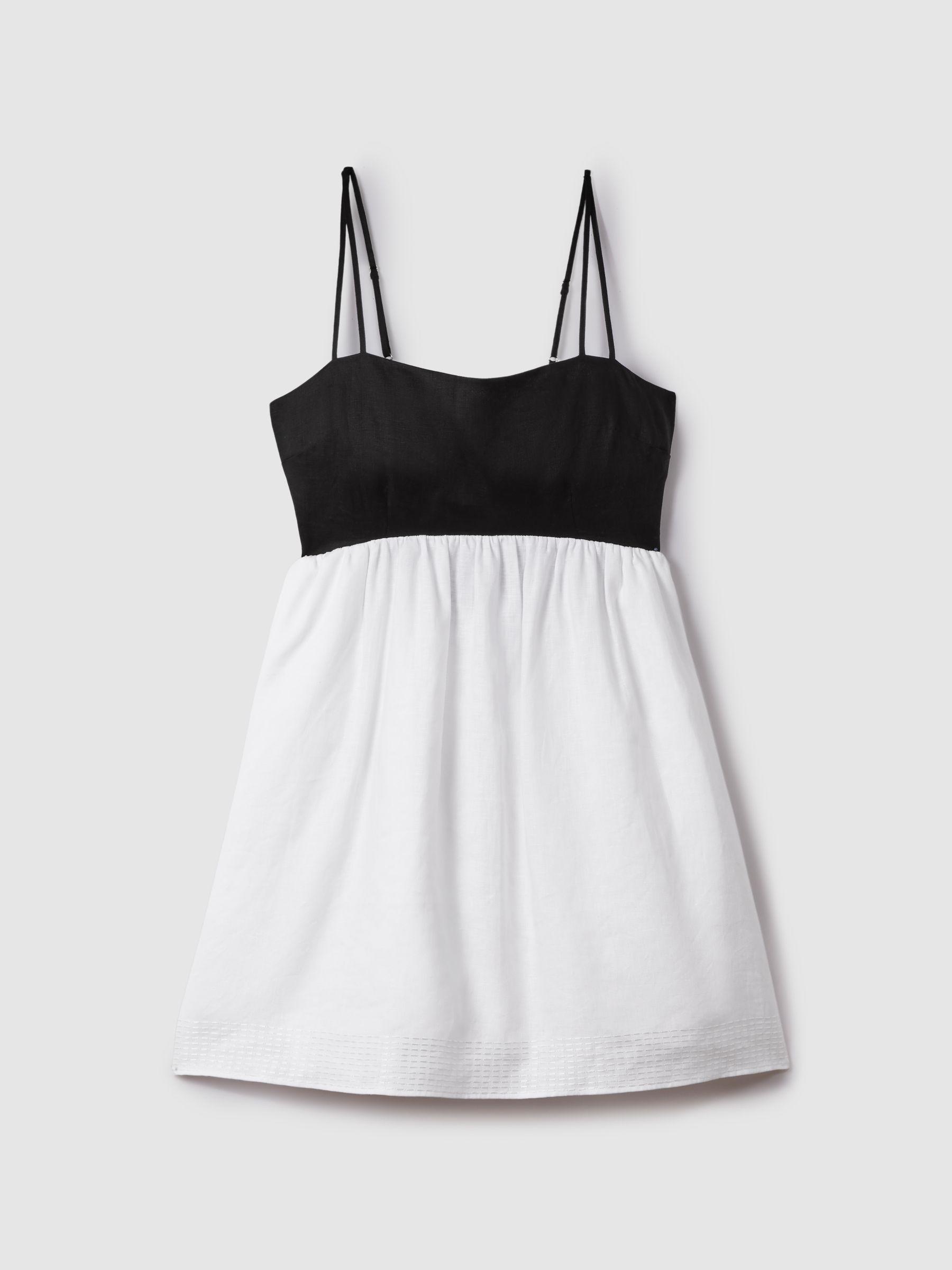 Reiss Linen Colourblock Mini Dress in White | Lyst