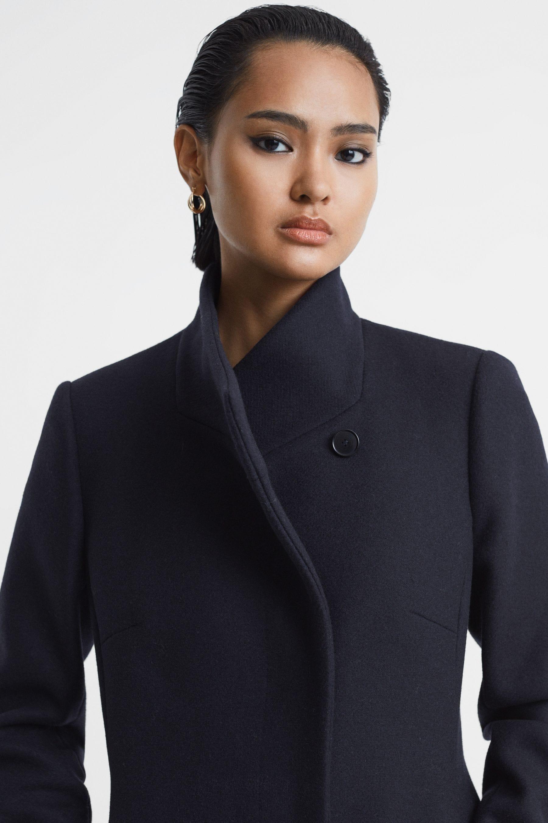 Navy wool hotsell blend coat womens