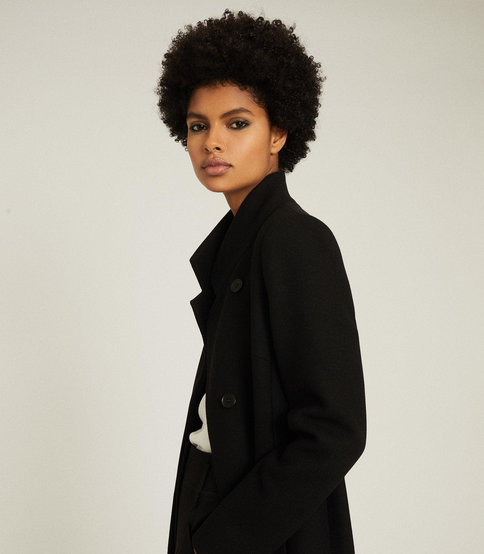 Reiss black marcie wool blend mid length coat Clearance