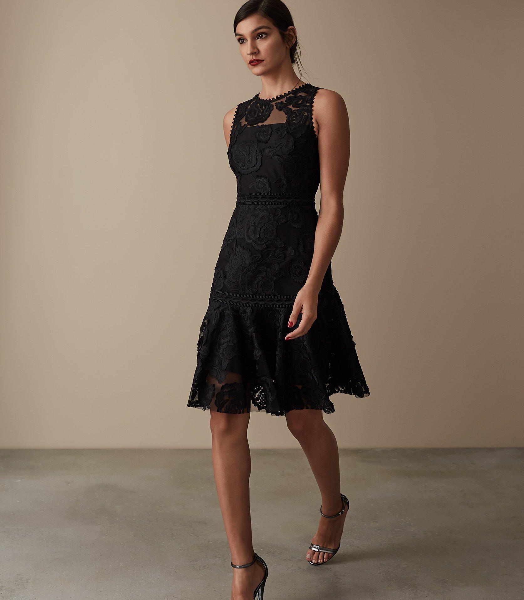 Reiss Lace Asymmetric Hem Dress in Black Lyst