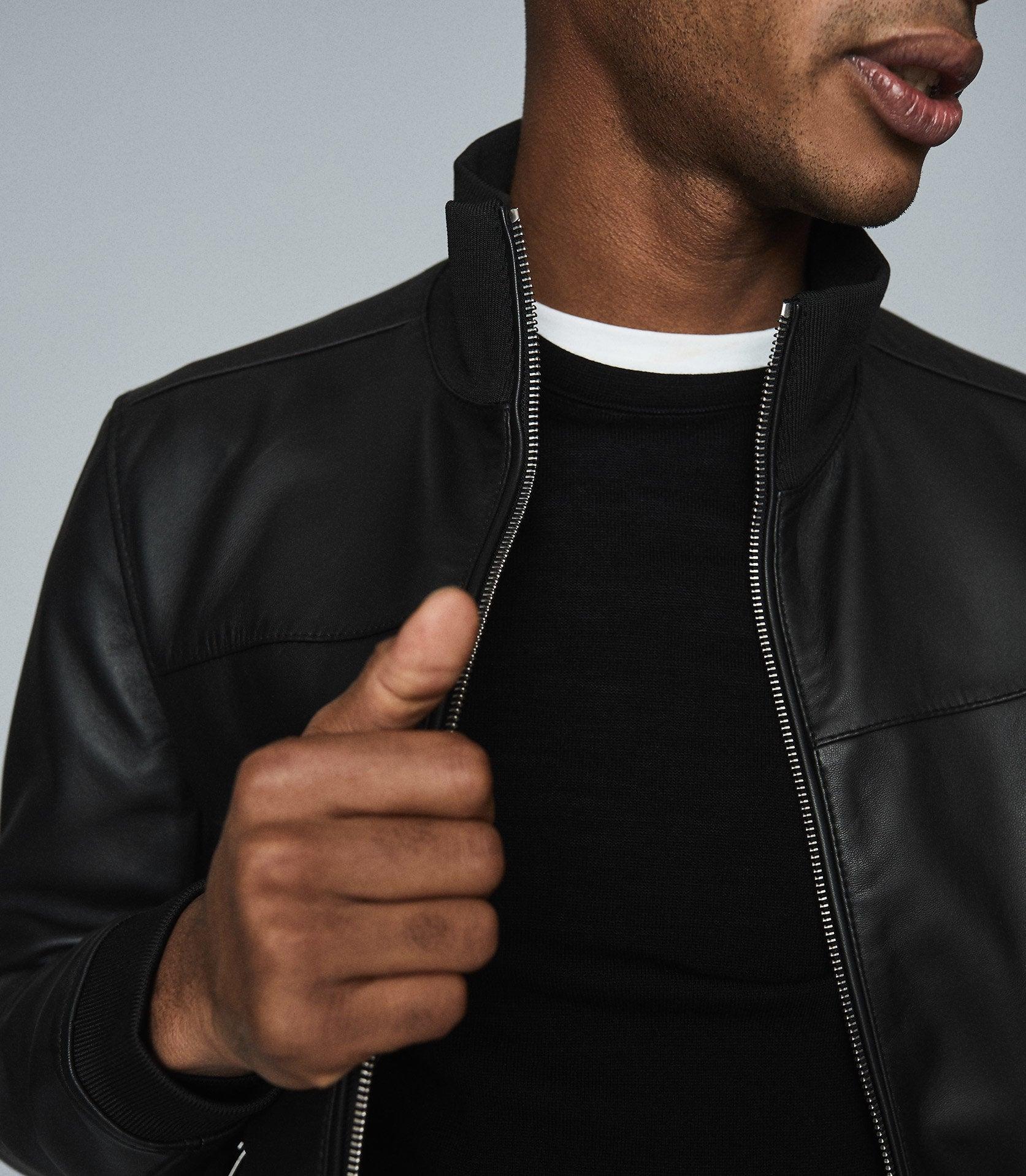 Reiss Mineral - Leather Bomber Jacket in Black for Men | Lyst