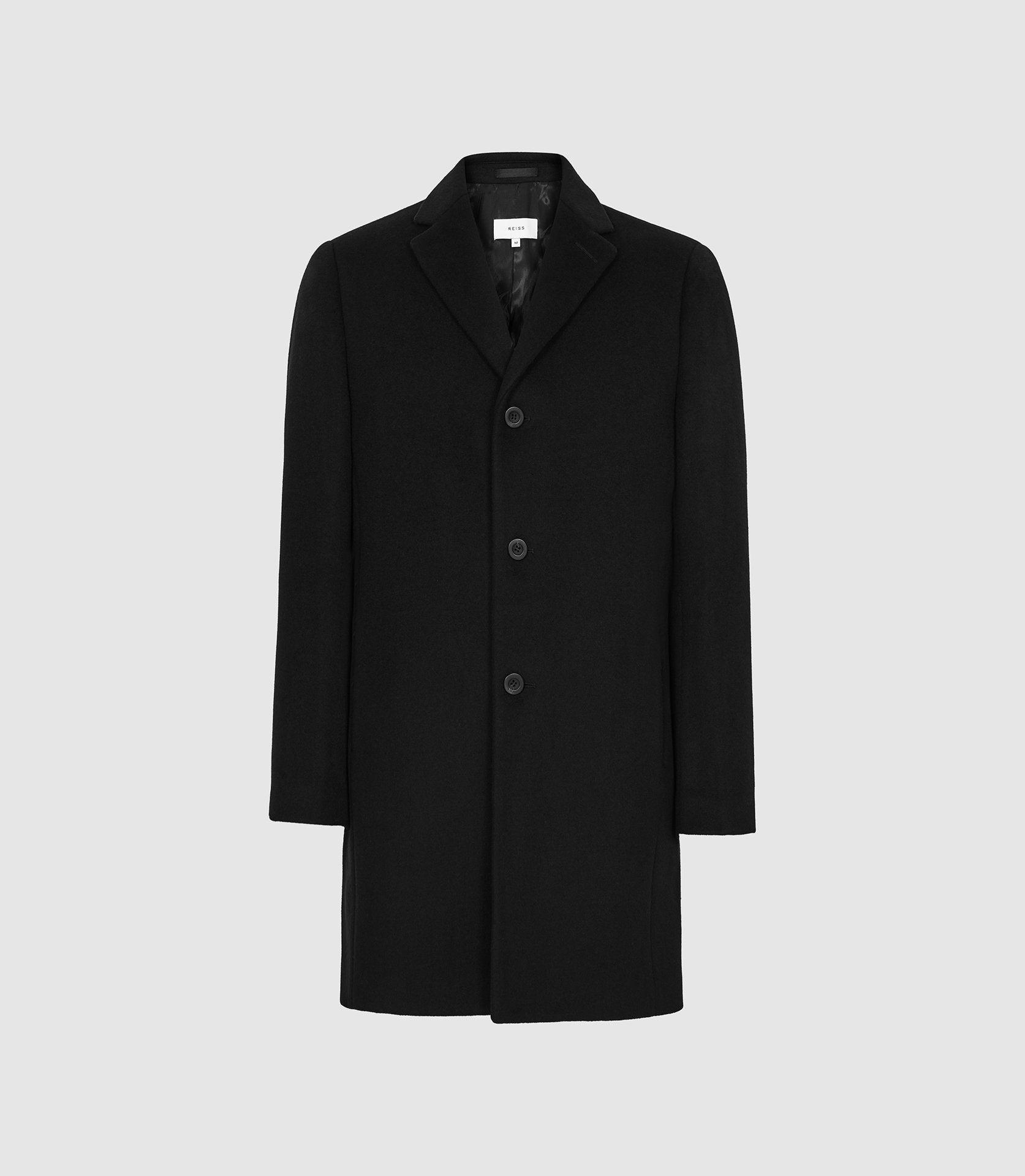 Reiss Wool Epsom Overcoat in Black for Men - Lyst