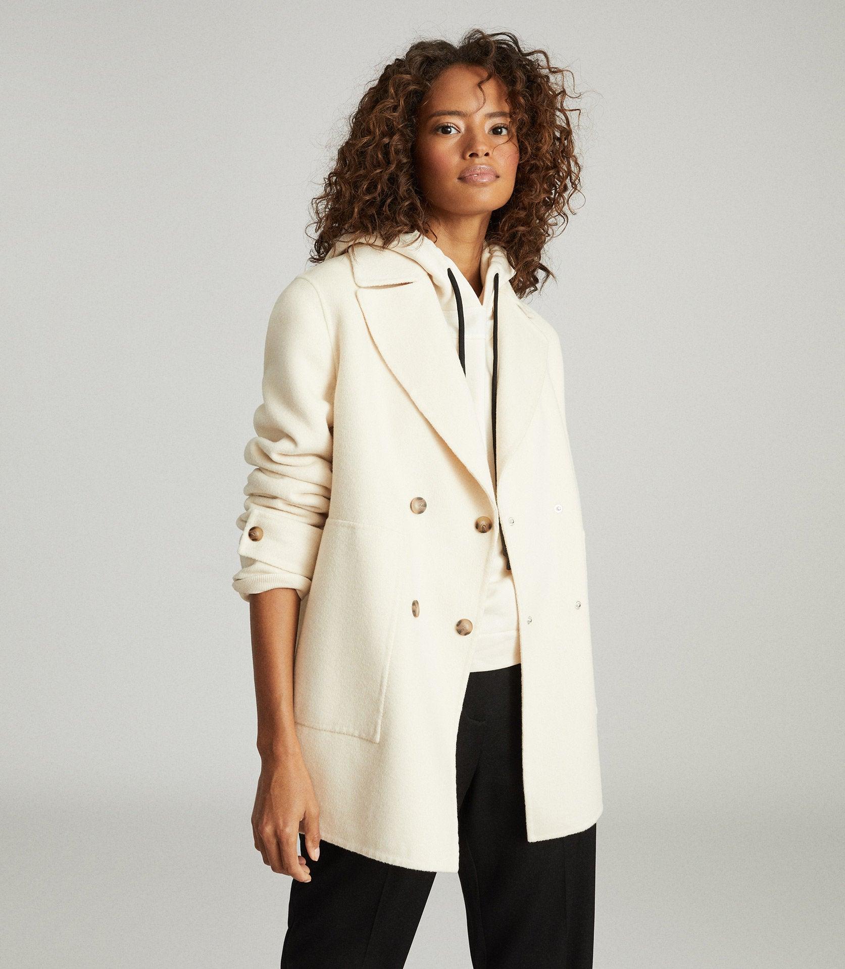 cream single breasted coat