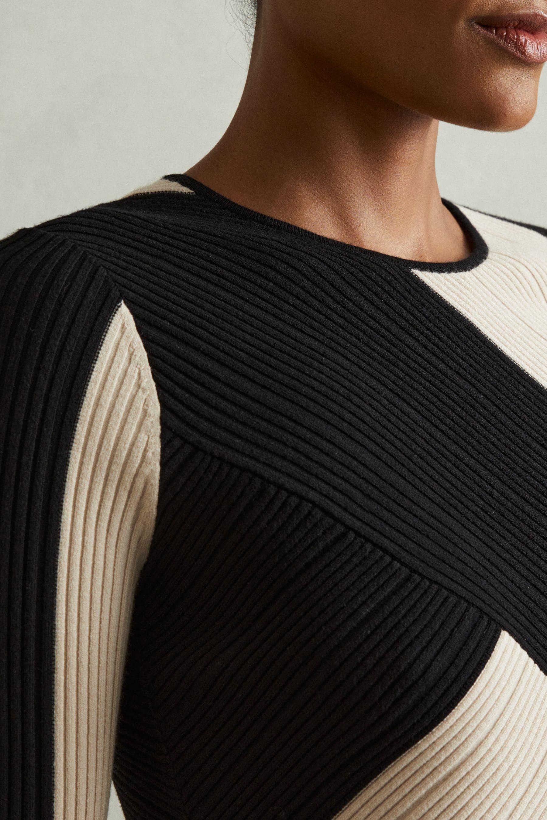 Reiss Jem - Black/camel Petite Knitted Colourblock