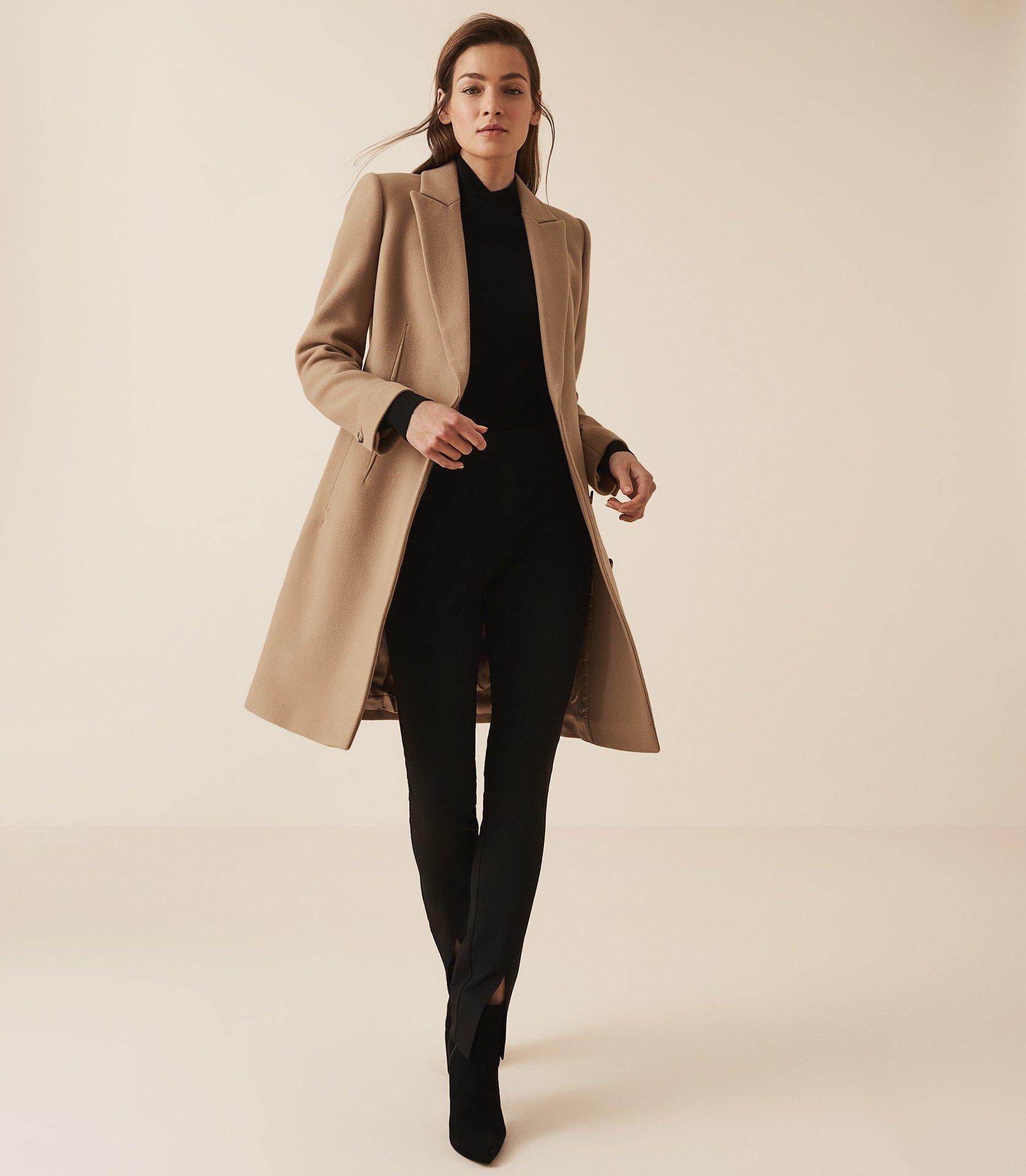 wool blend double breasted coat