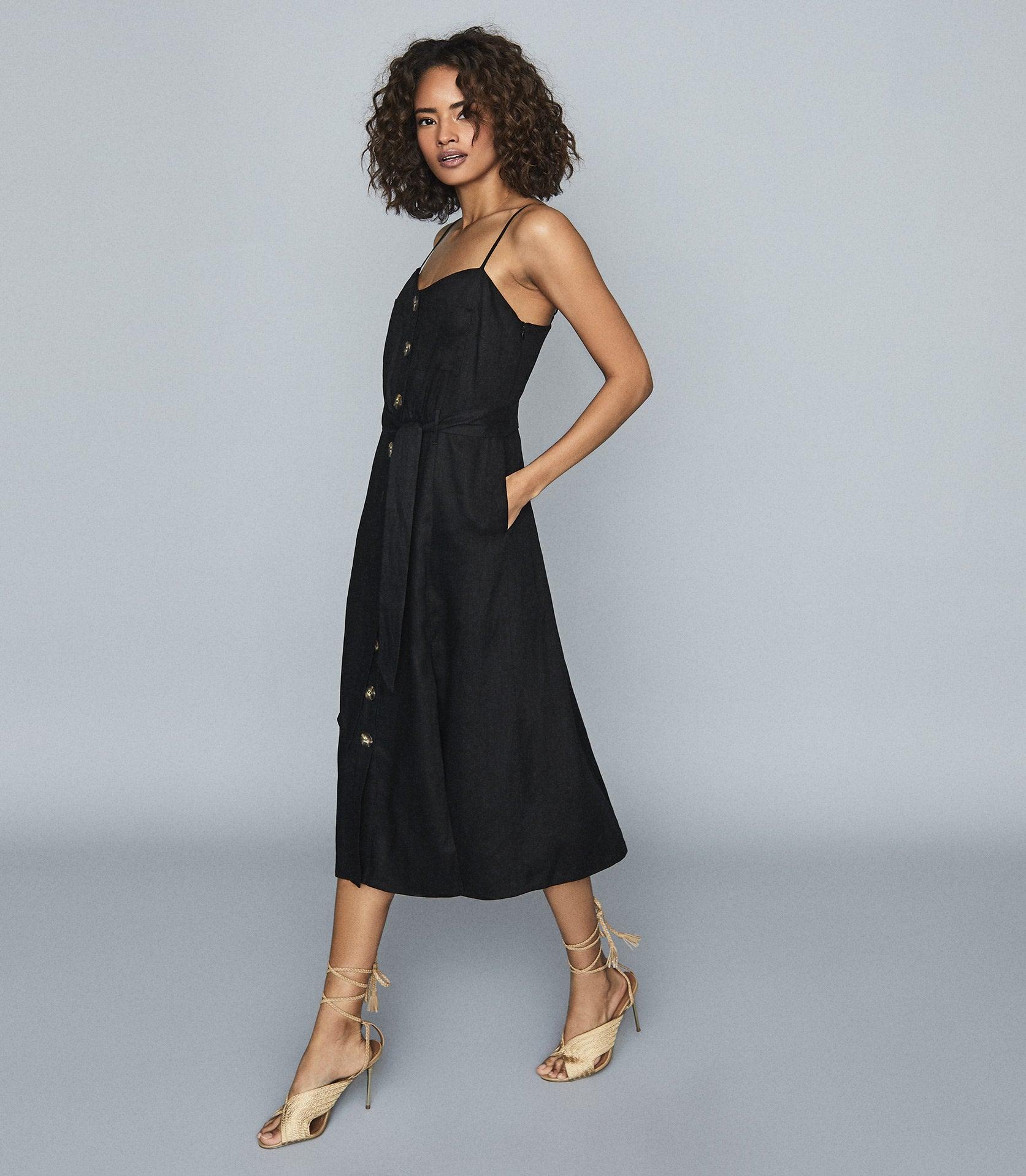 Reiss Catalina - Linen Button-up Midi 