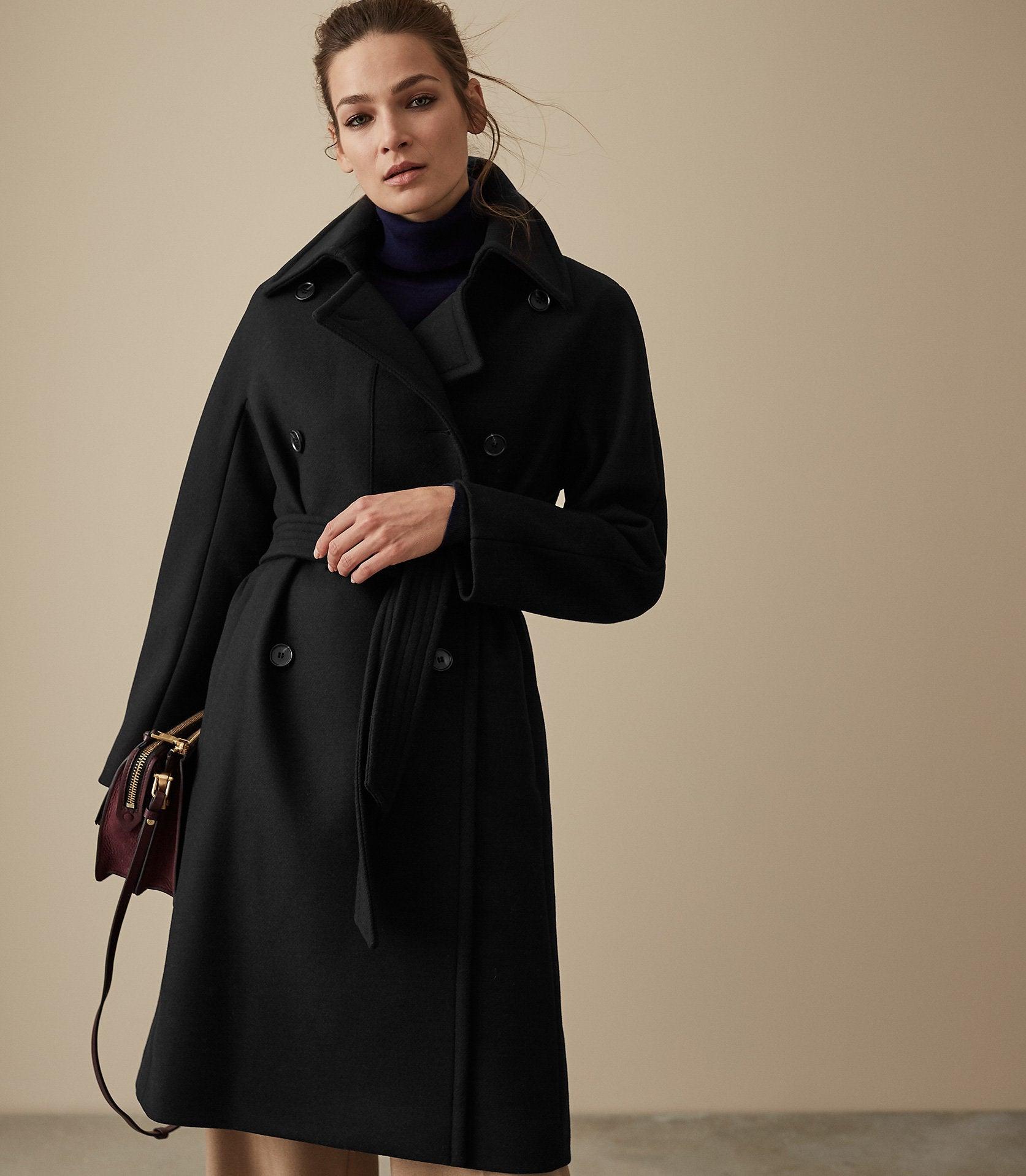 Reiss Wool Double Breasted Coat in Black - Lyst