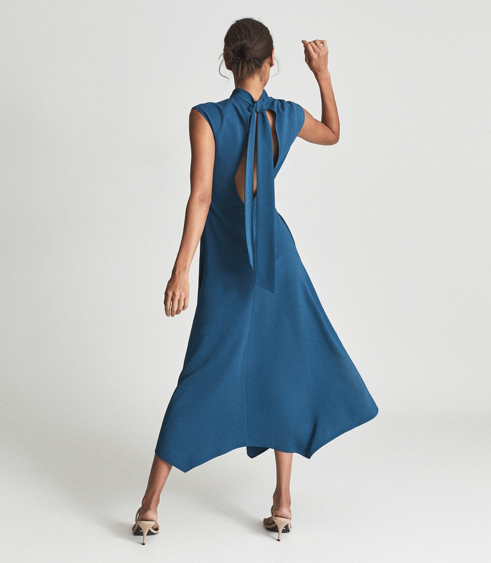 Reiss Livvy - Open Back Midi Dress in Blue | Lyst