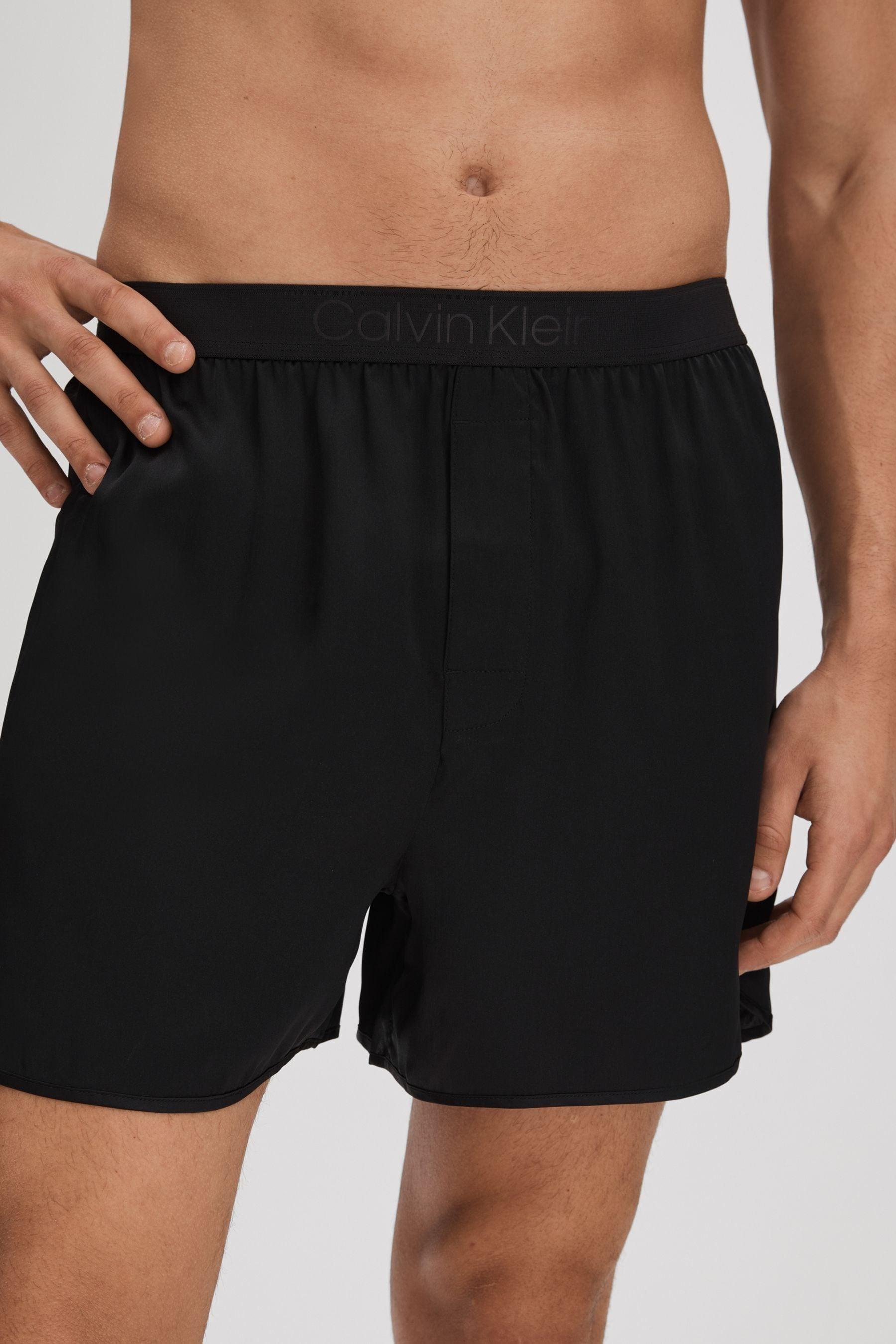 Calvin Klein Calvin Black Underwear Silk Boxers for Men Lyst UK