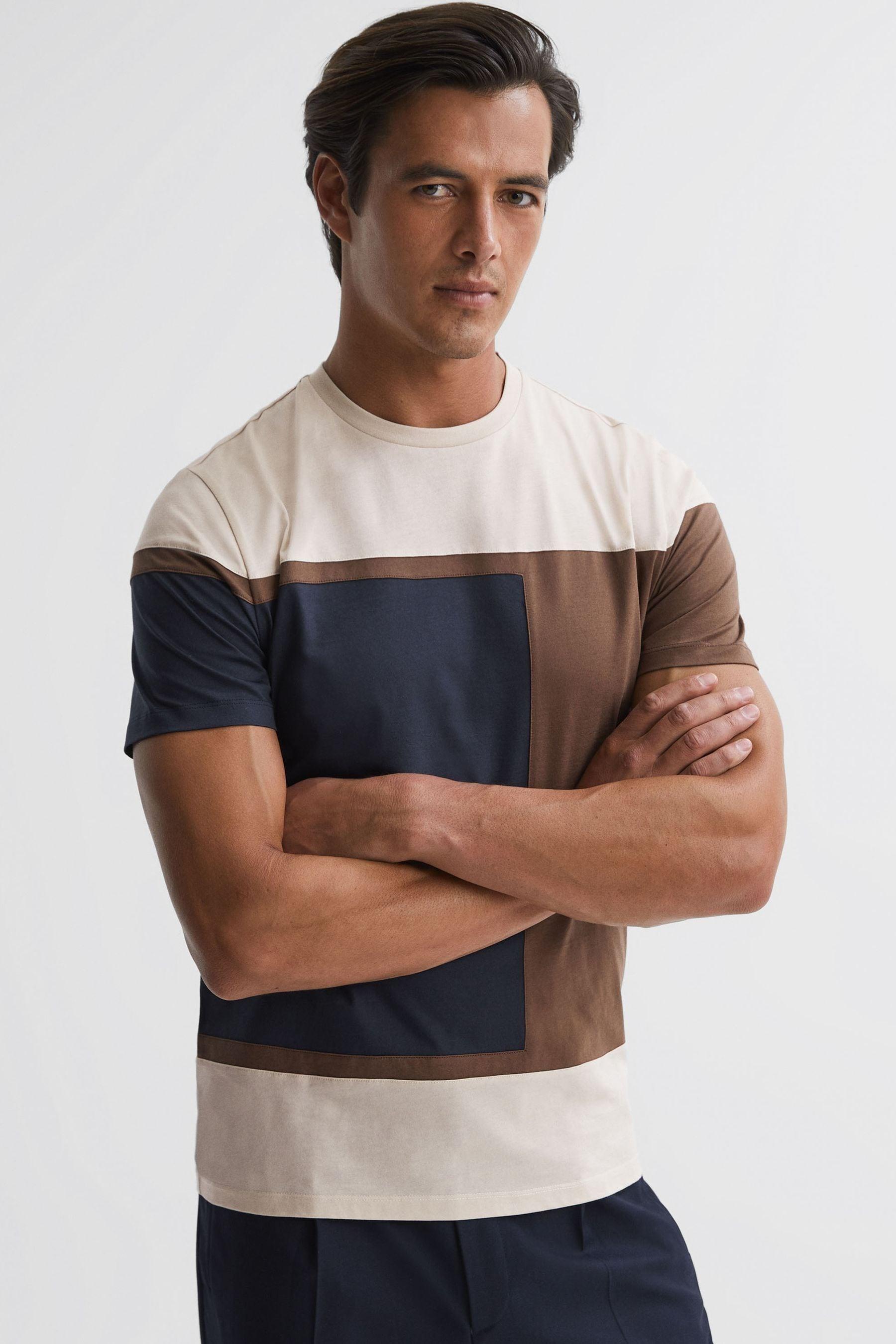 Hylde øjeblikkelig Link Reiss Holborn - Stone Holborn Mercerised Cotton Colourblock T-shirt in Gray  for Men | Lyst