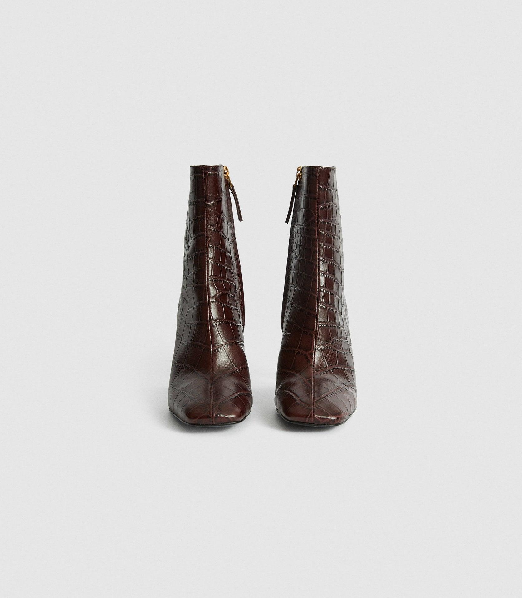 croc embossed ankle boots