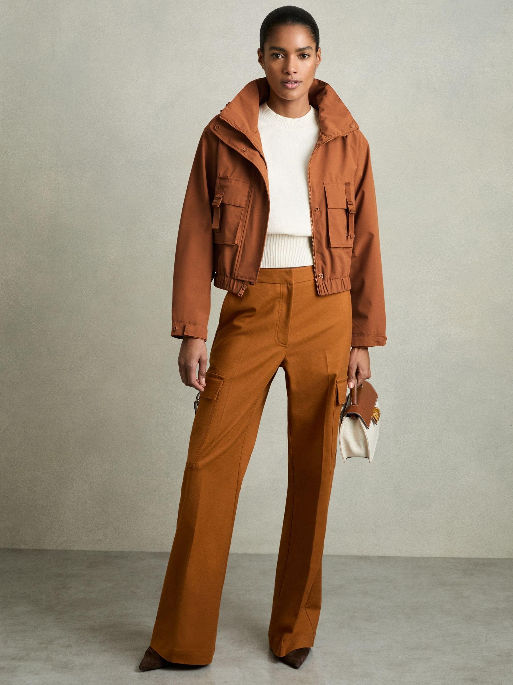 【海外限定】REISSジャケット☆Connie Technical Jacket, Brown Reiss Connie - Rust Technical Hooded Utility Jacket, Us 6 in