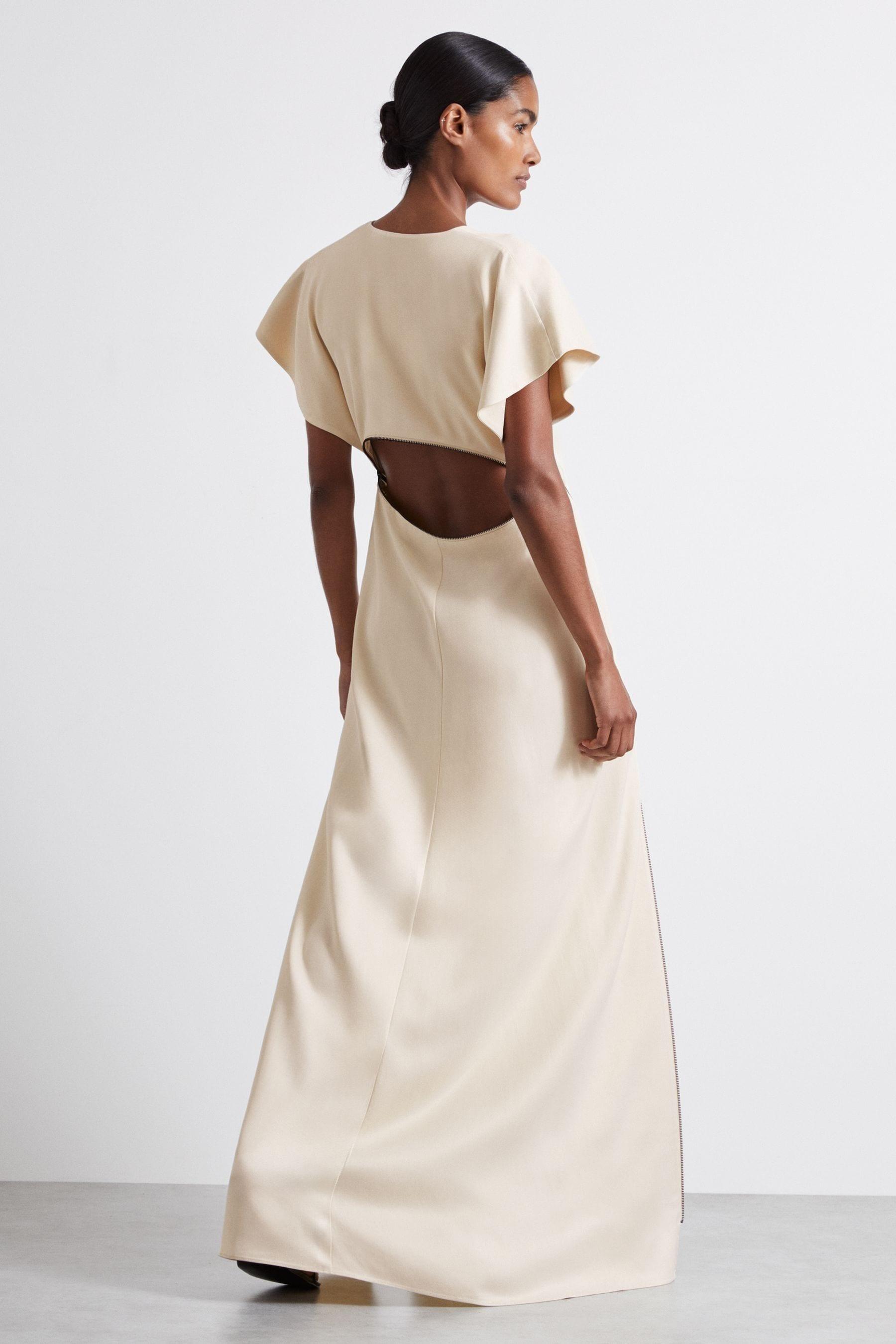 Reiss Atelier Zipped Maxi Dress With Virgin Wool in White