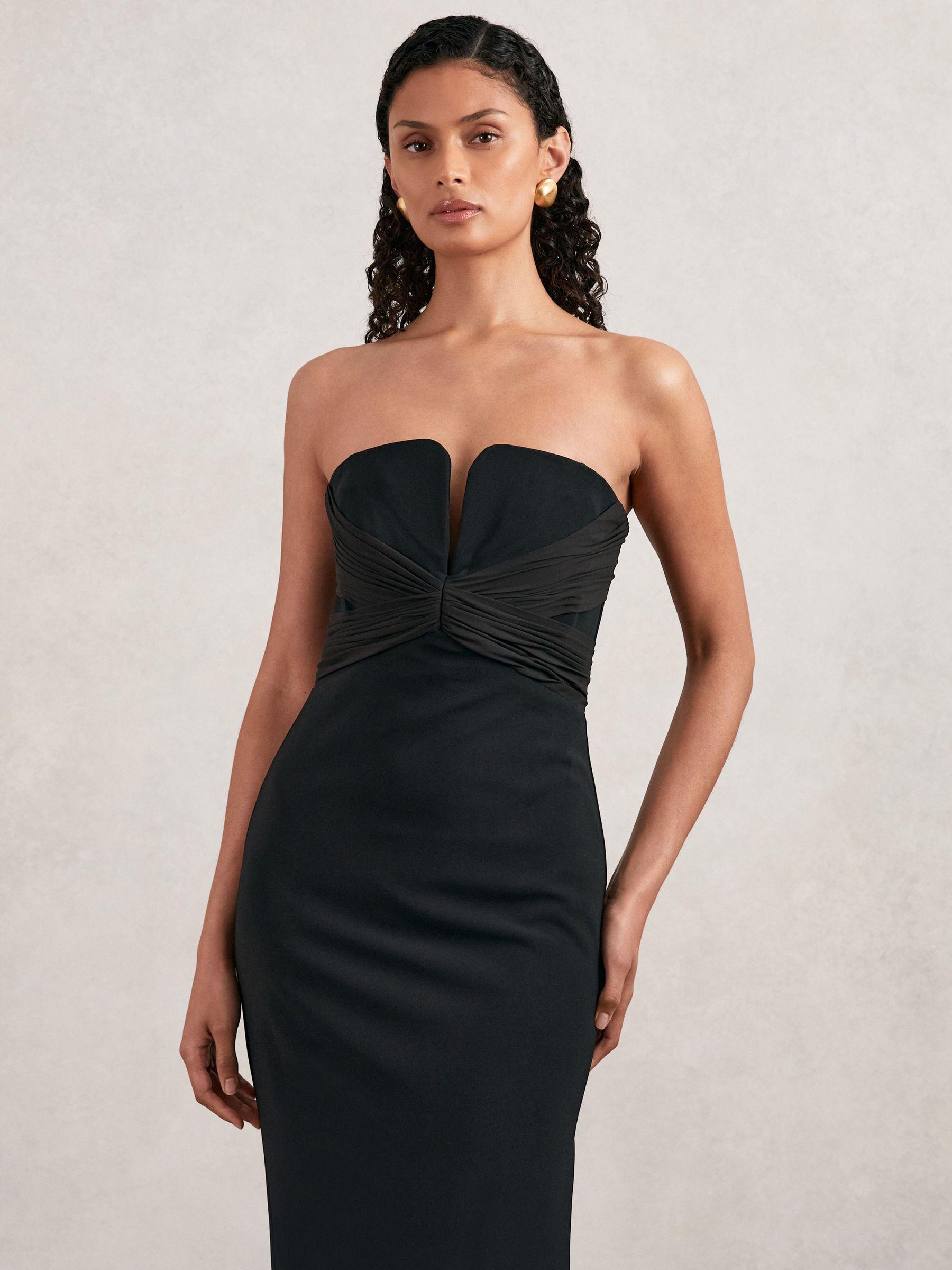 Halston Midi Dress in Black | Lyst