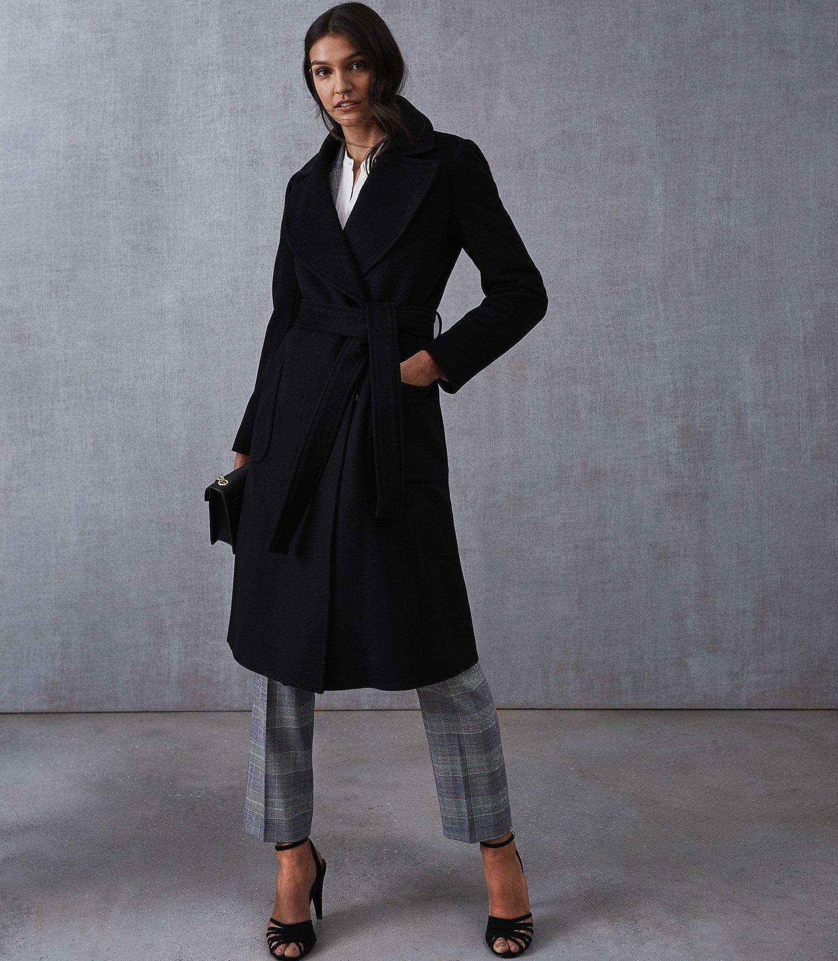 reiss long black coat