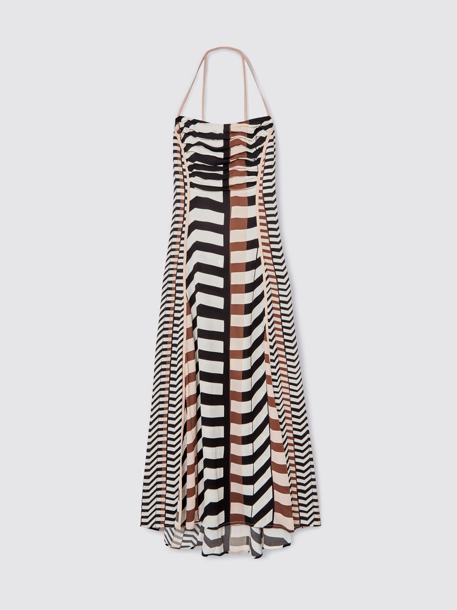 knee length dresses for ladies Peach and Black Chevron Maxi Dress