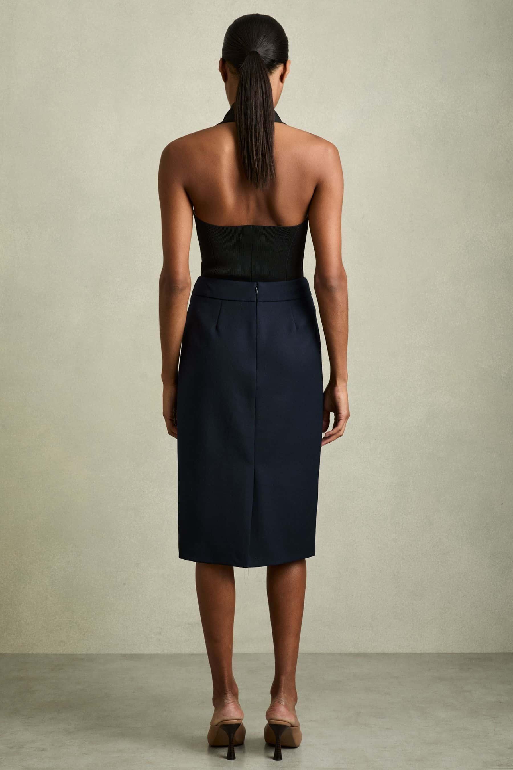 Reiss Gabi - Navy Tailored Midi Suit Skirt, Us 12 in Blue