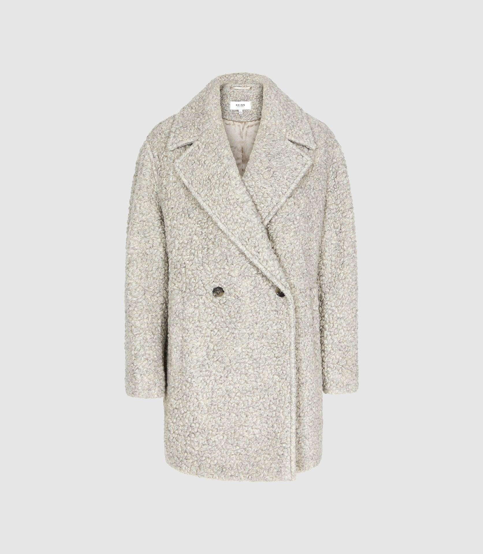 Reiss Wool Blend Teddy Coat in Gray | Lyst