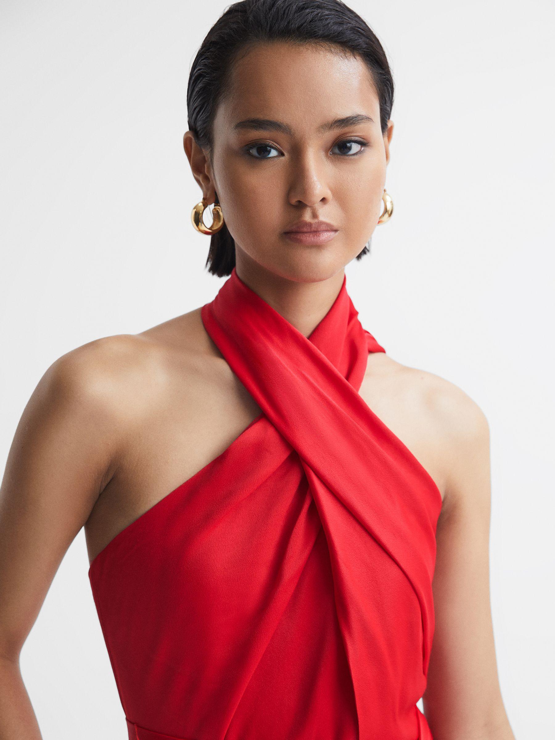 reiss red halter dress Reiss Lornie Halter Maxi Dress, Red