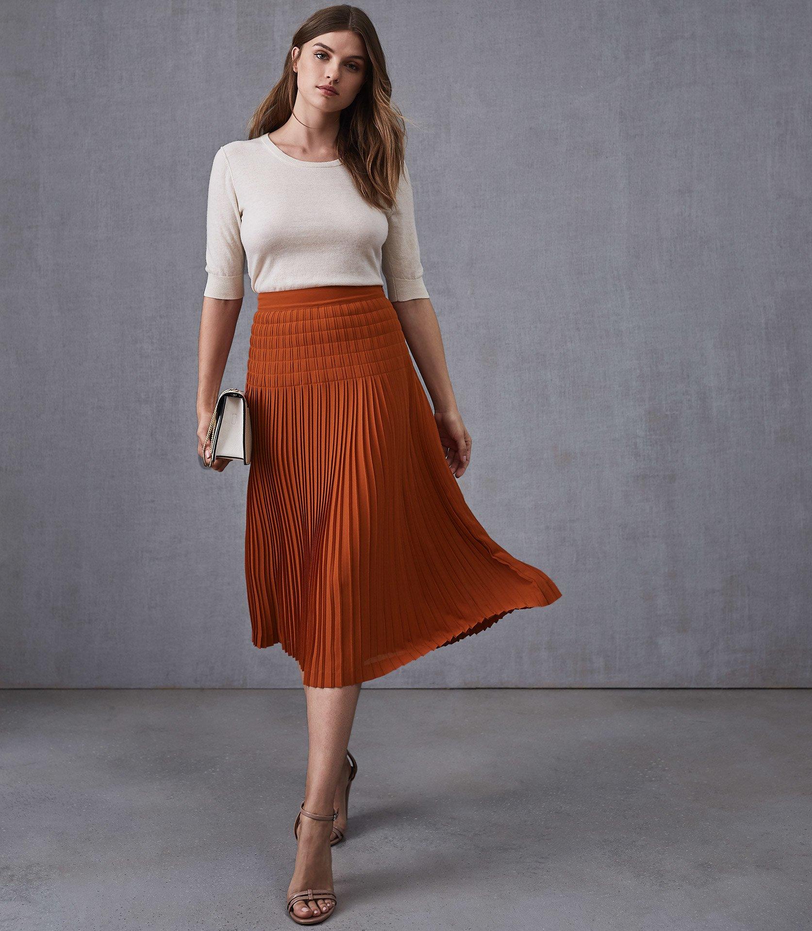 burnt orange long skirt