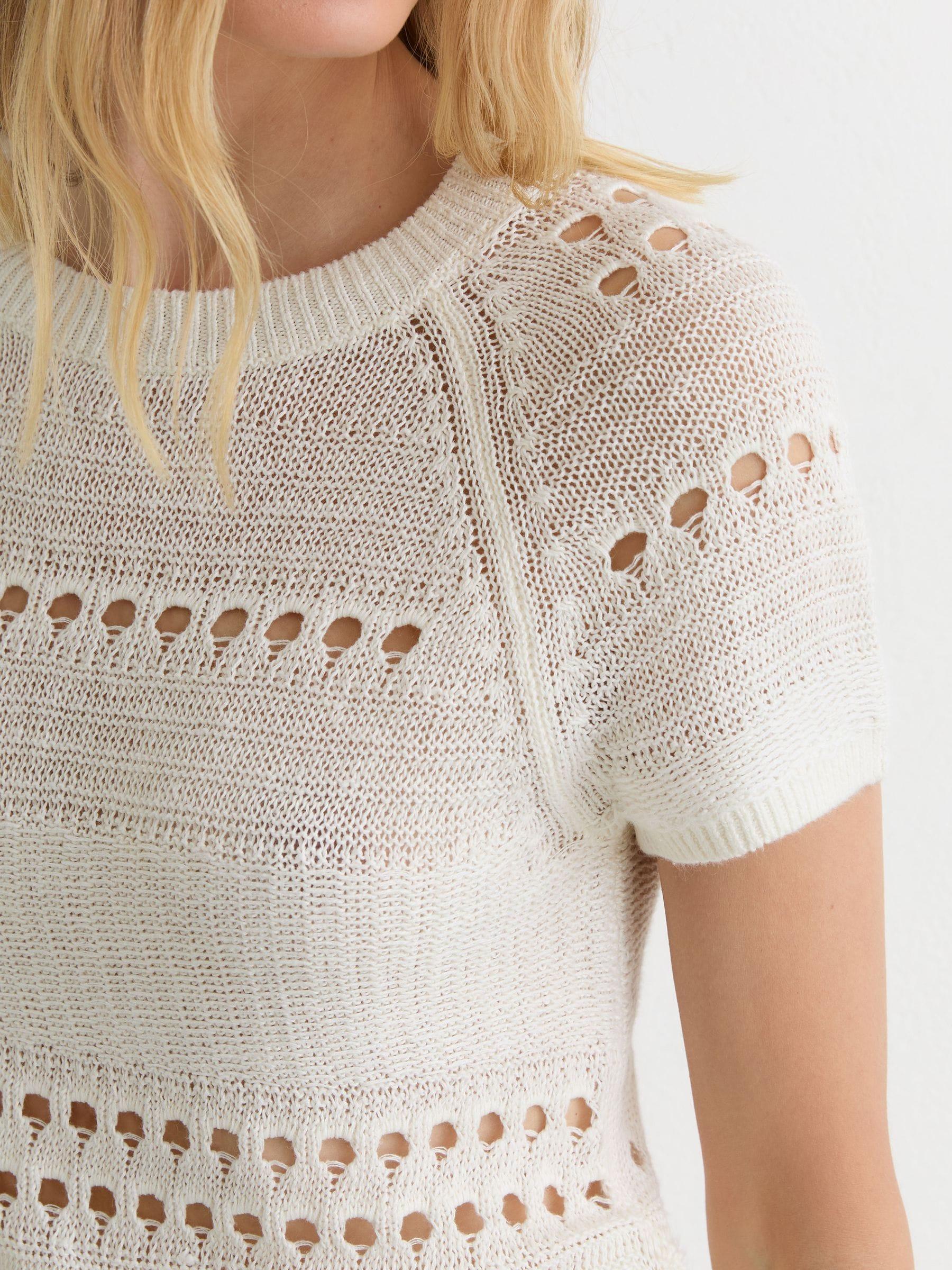 Reiss Chloe - White Linen Textured-knit Top, Xl (us 16-18) | Lyst