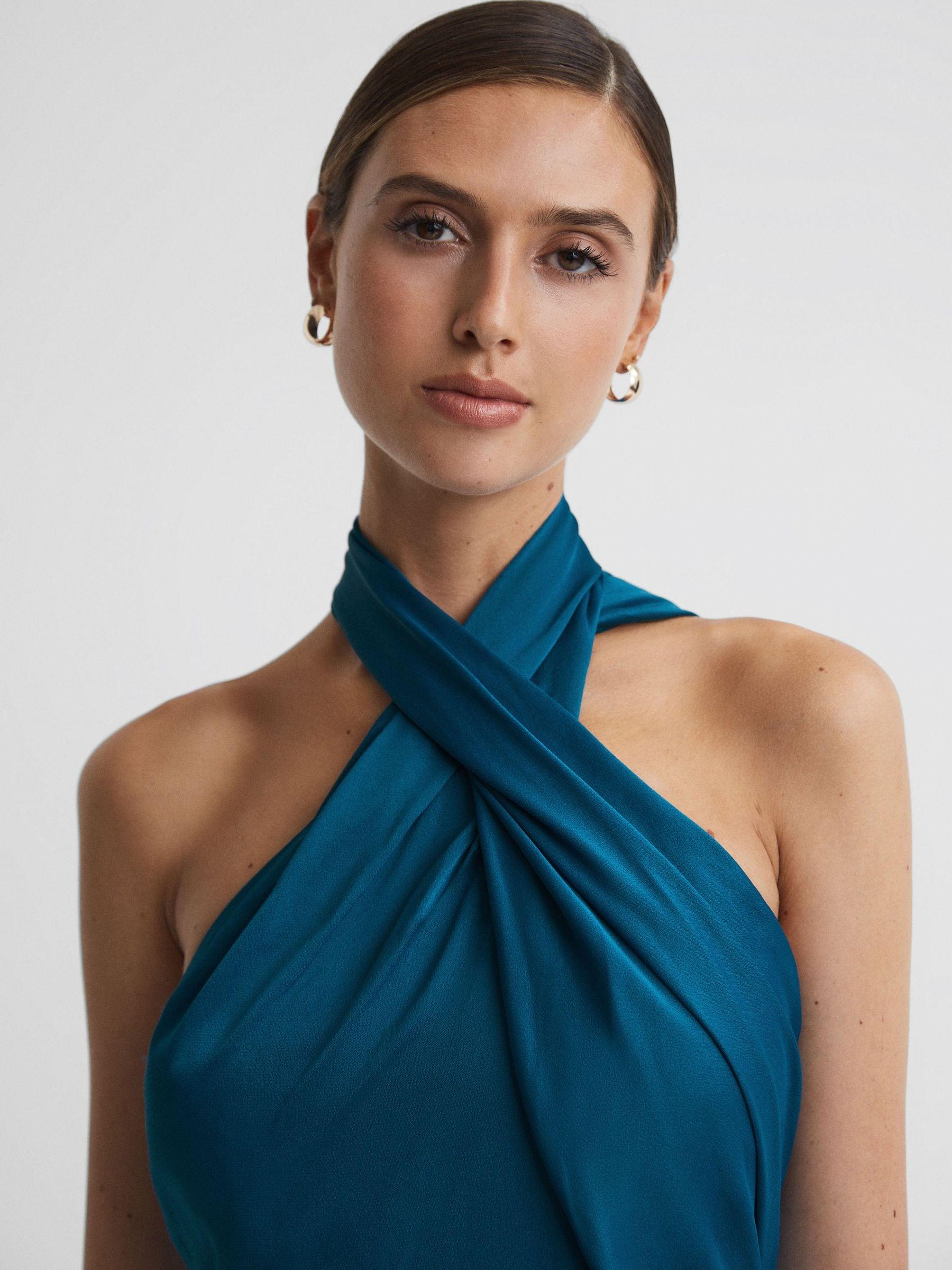 reiss blue satin dress Reiss Flora Satin One Shoulder Dress