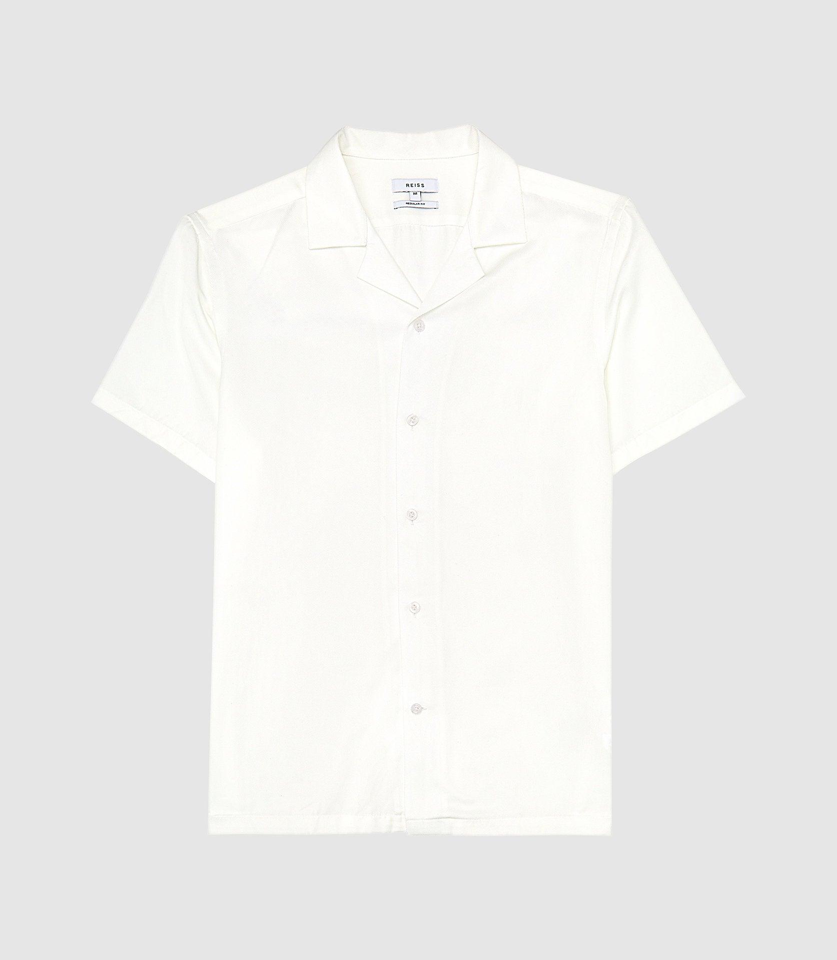Reiss Cuban Collar Shirt in White for Men - Lyst