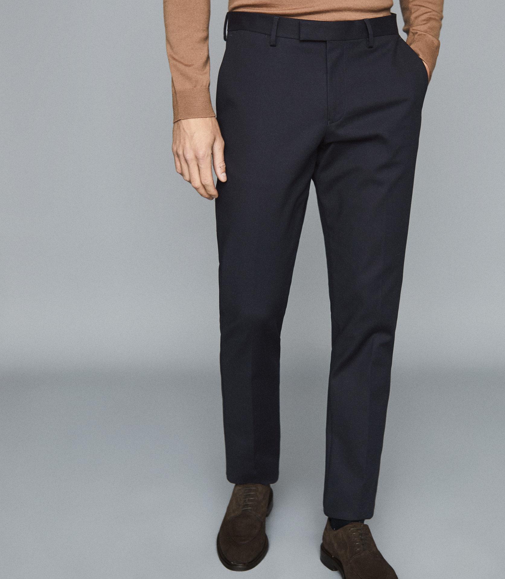 Reiss Cotton Regular Fit Chinos in Navy (Blue) for Men Lyst