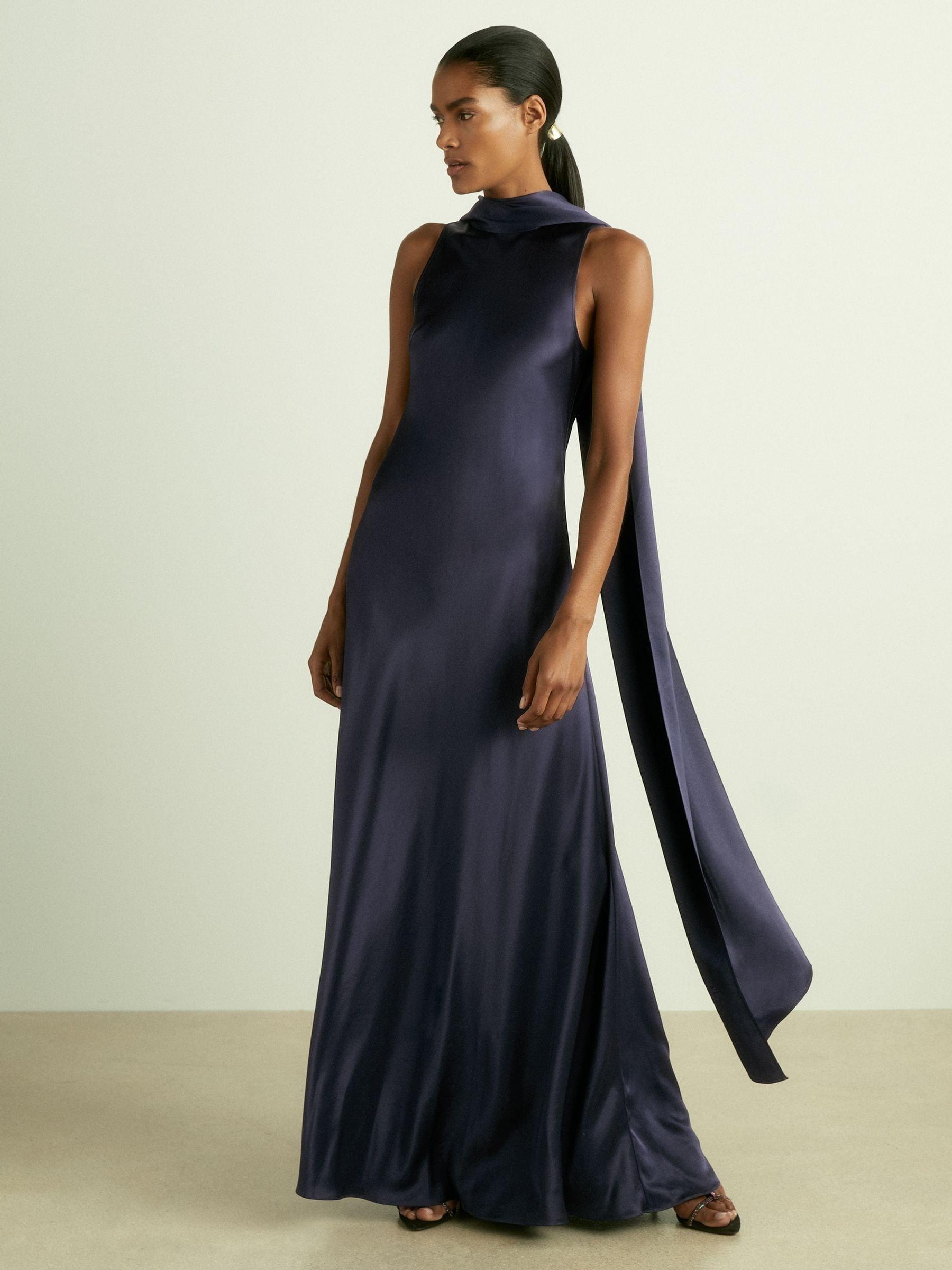 reiss blue dresses Luxury Navy Blue Petal Wedding Gown 3D Flower Debutante Dresses 241136 –  Viniodress main image 1