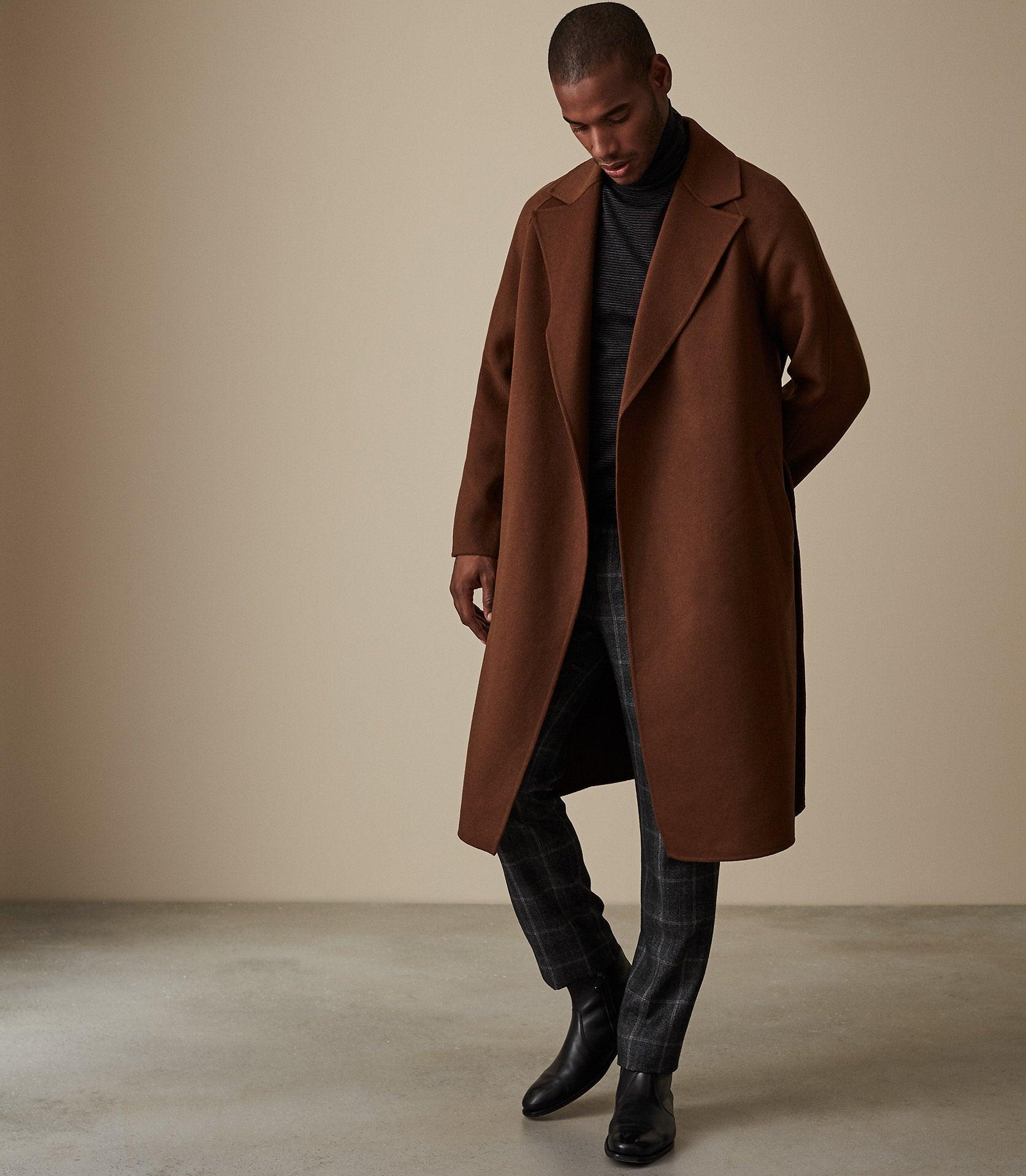 Reiss Wool Belted Overcoat in Brown for Men - Lyst